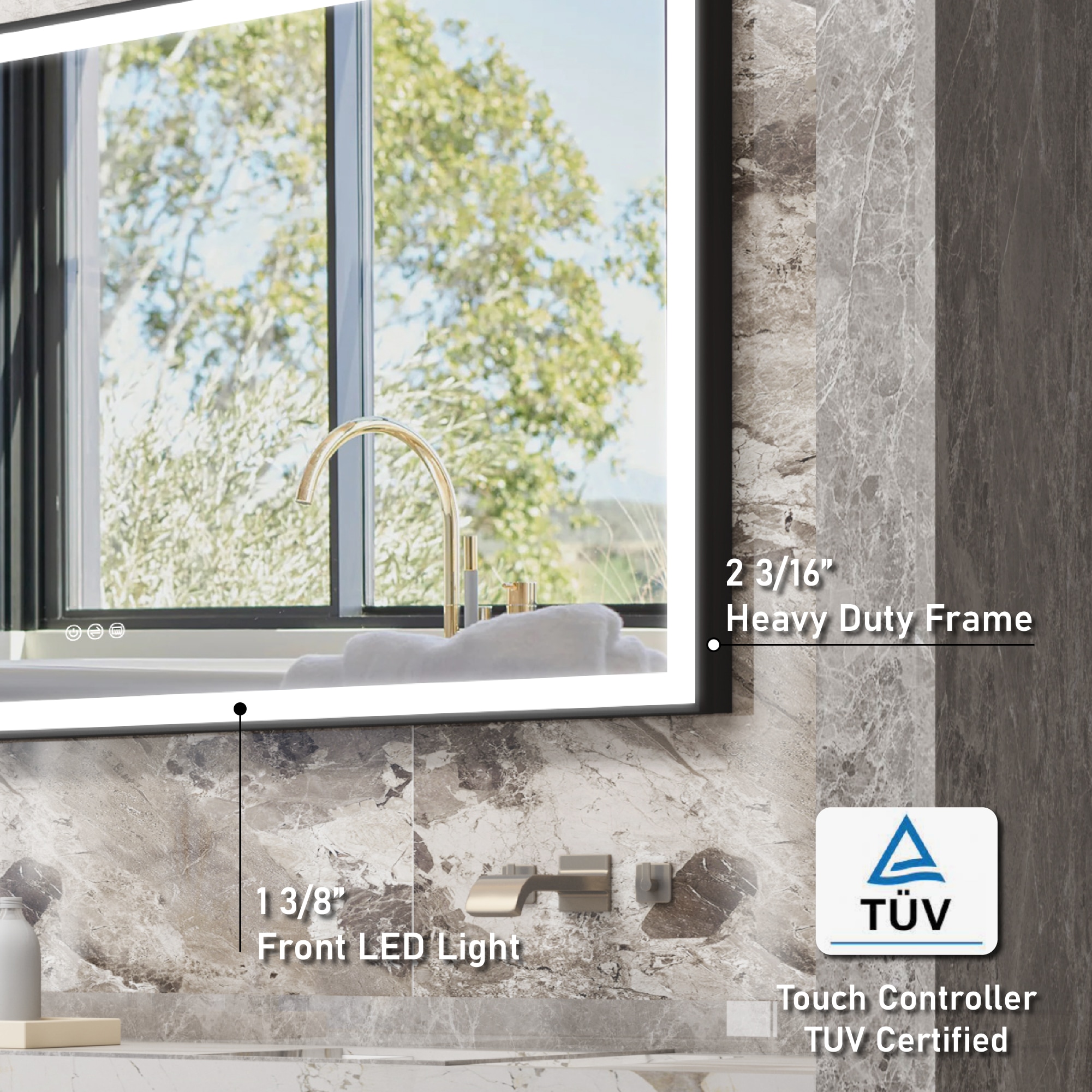 WELLFOR M1FM7236MB Framed-Bath-Mirrors - View #11