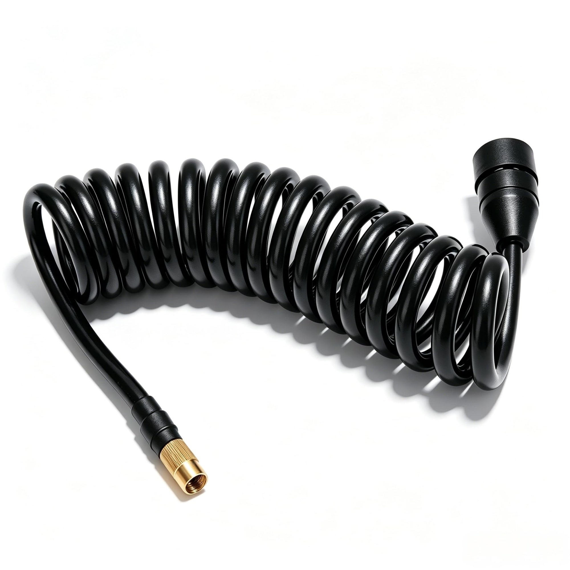 JVFCXXV  0.3 in by 23FT Polyurethane Recoil Air Hose Black Air Compressor Hose with Bend Restrictor and 1 4 in Industrial Quick Coupler and Plug