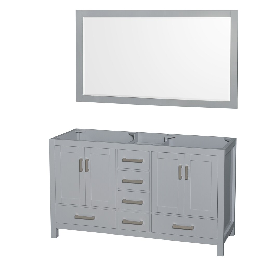Wyndham Collection WCS141460DGYCXSXXM58 Sheffield 60-in Gray with Brushed Chrome Trim Bathroom Vanity Base Cabinet without Top (Mirror Included)