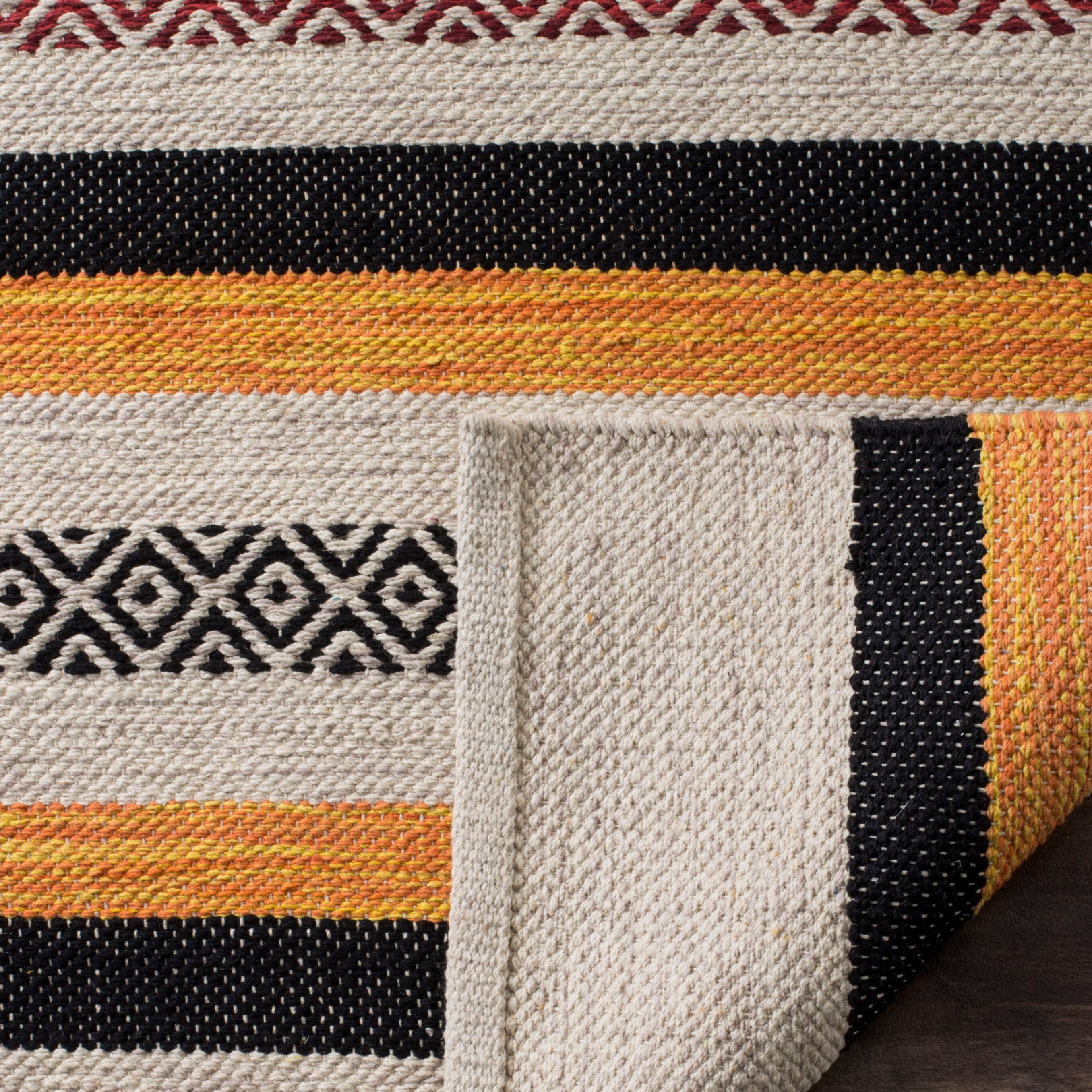 Handmade Red and Multicolor Cotton Flat Woven Runner Rug