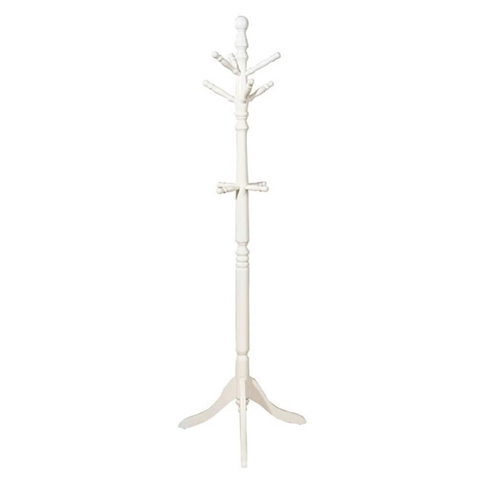 Benzara BM122987 White 8-Hook Coat Stand