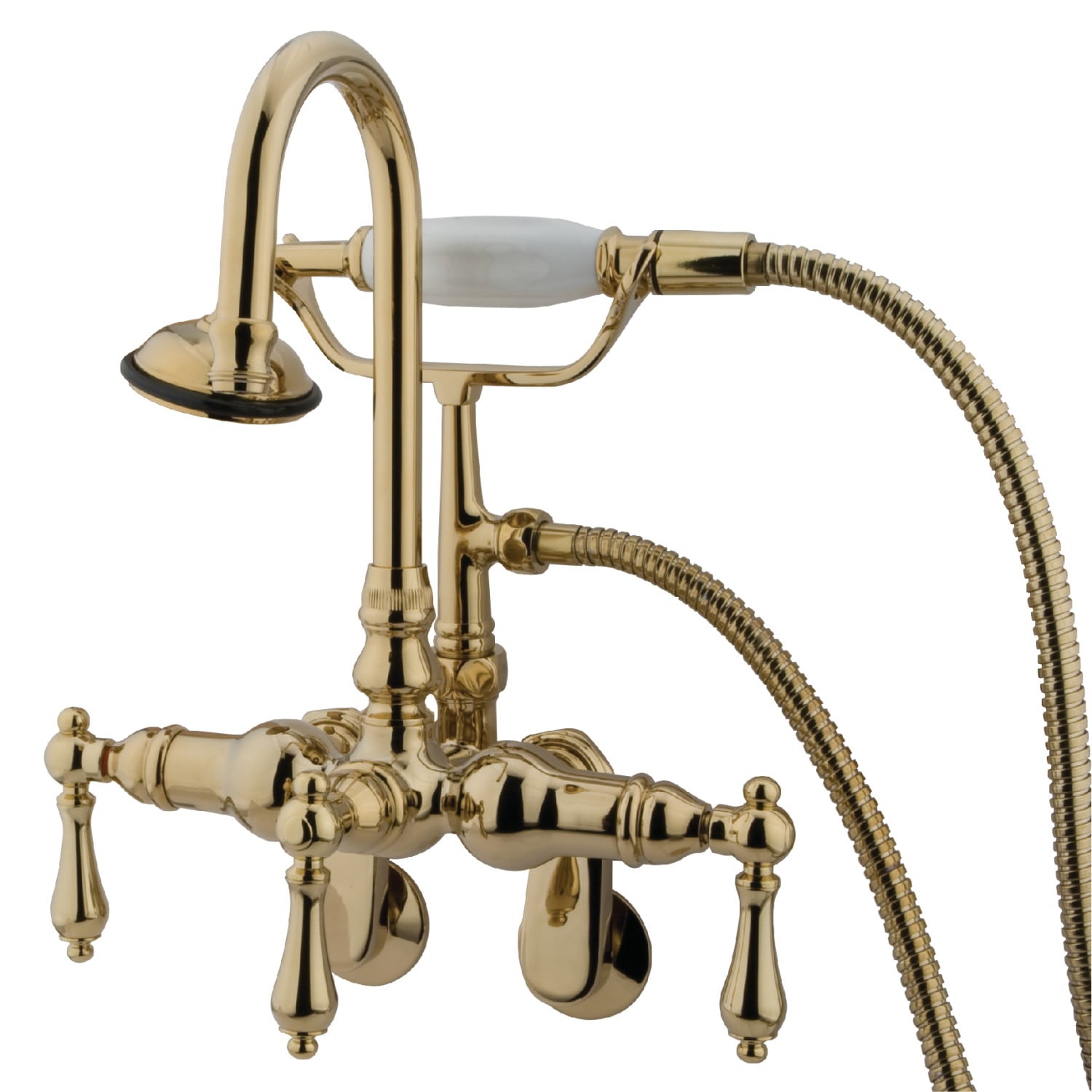 Kingston Brass Vintage Polished Brass 3-handle Wall-mount High-arc ...