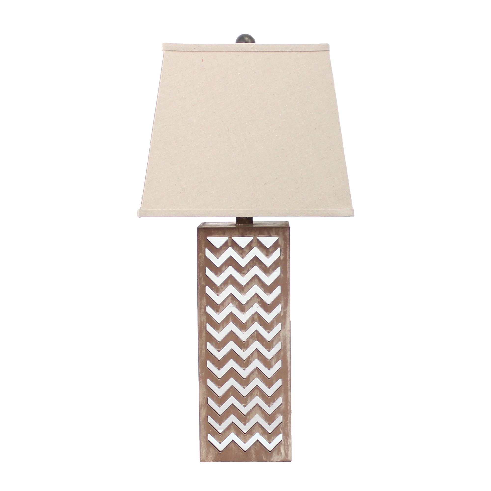 Benzara BM217248 27-in Silver, Brown LED Table Lamp with Fabric Shade