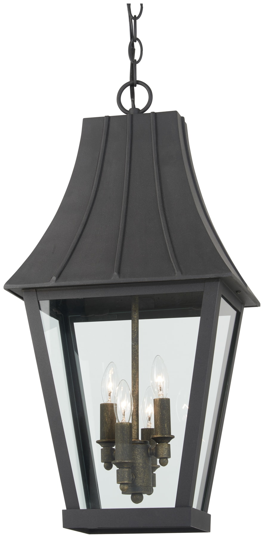 Chateau Grande 4-Light Sand Coal and Gold Outdoor Hanging Lantern