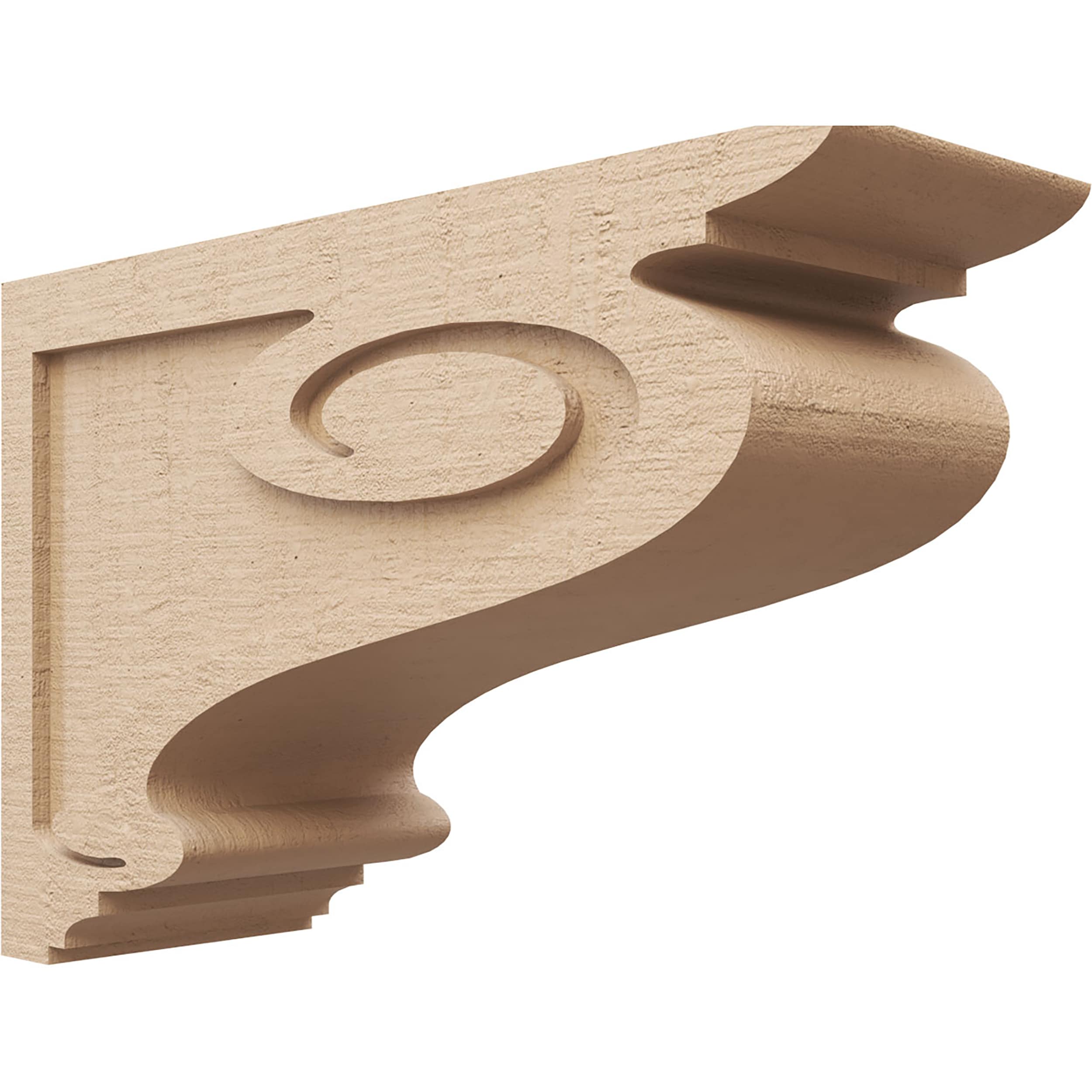 Ekena Millwork CORU08X24X16SCRRCPR 8-in x 24-in x 16-in Rough Cedar Woodgrain Timberthane Primed Brown Urethane Paintable/Stainable Corbel