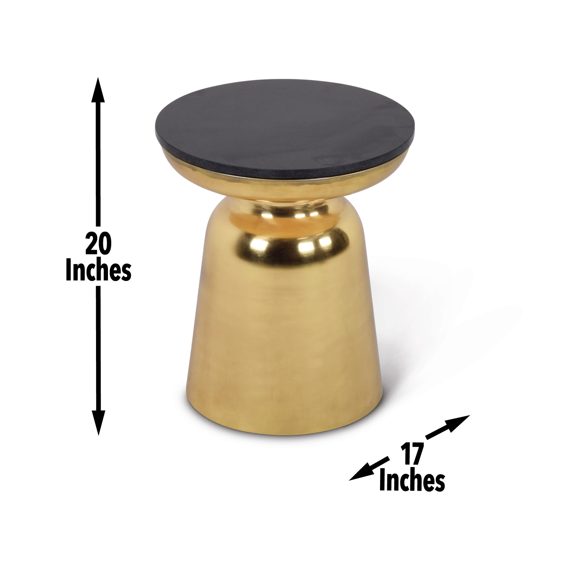Contemporary Round Stone Top Metal Frame End Table