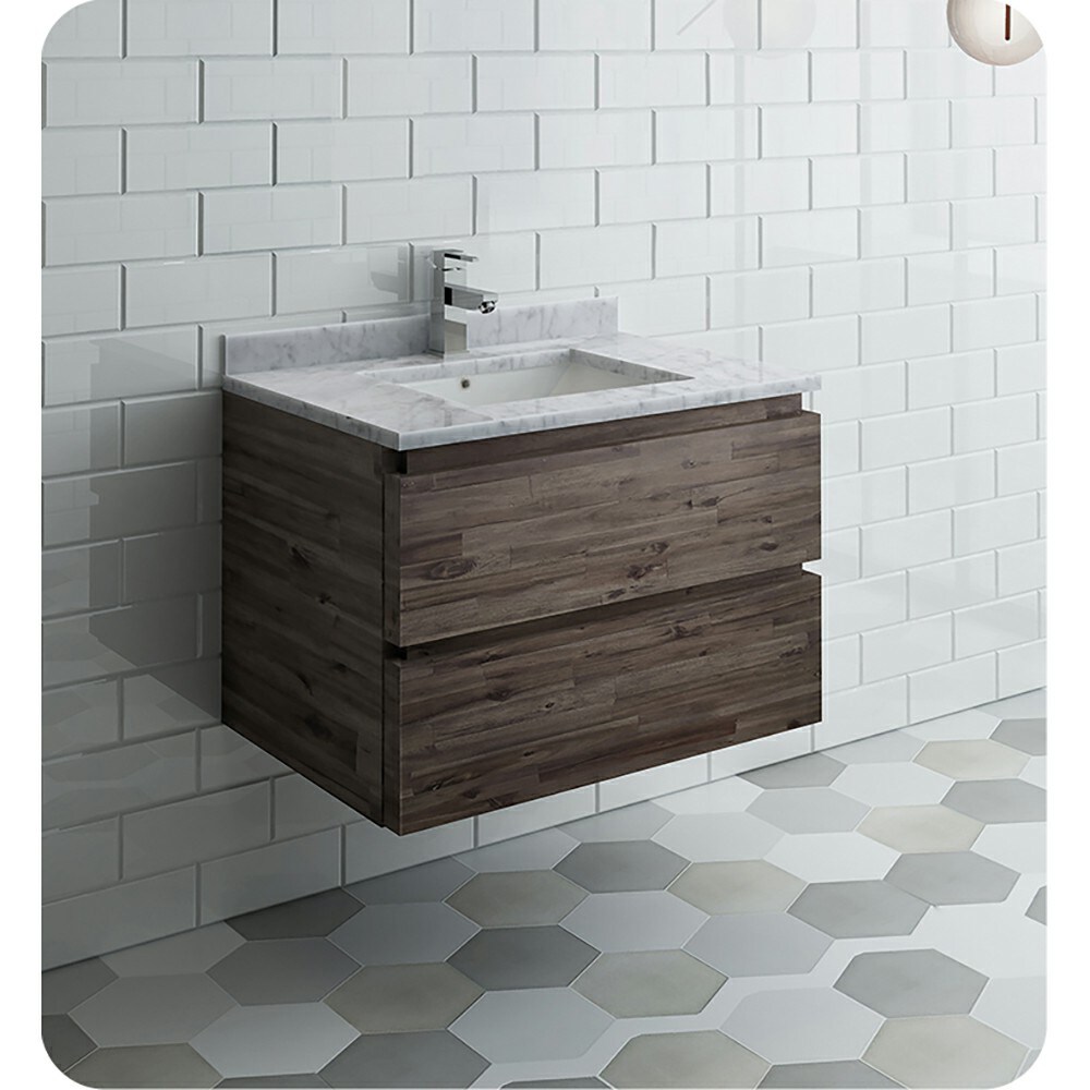 Fresca Formosa 30-in Acacia Wood Floating Bathroom Vanity Base Cabinet ...