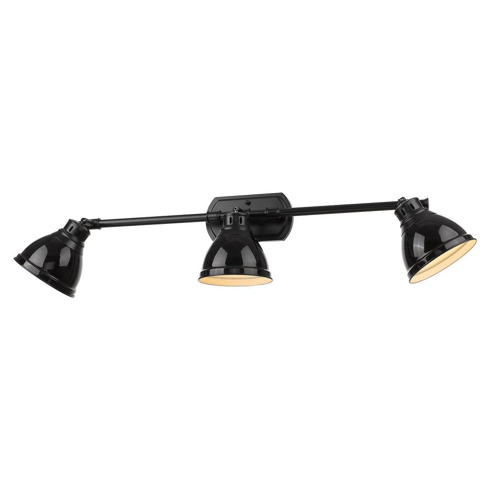 Golden Lighting 3602-VL3 BLK-BK Duncan 35.375-in 3 -Light Matte Black Transitional Vanity light