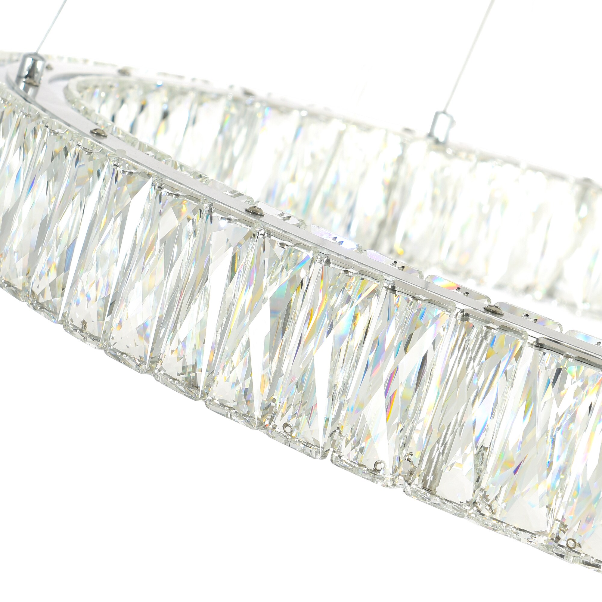 Madeline 3-Ring Chrome Crystal LED Chandelier 32"