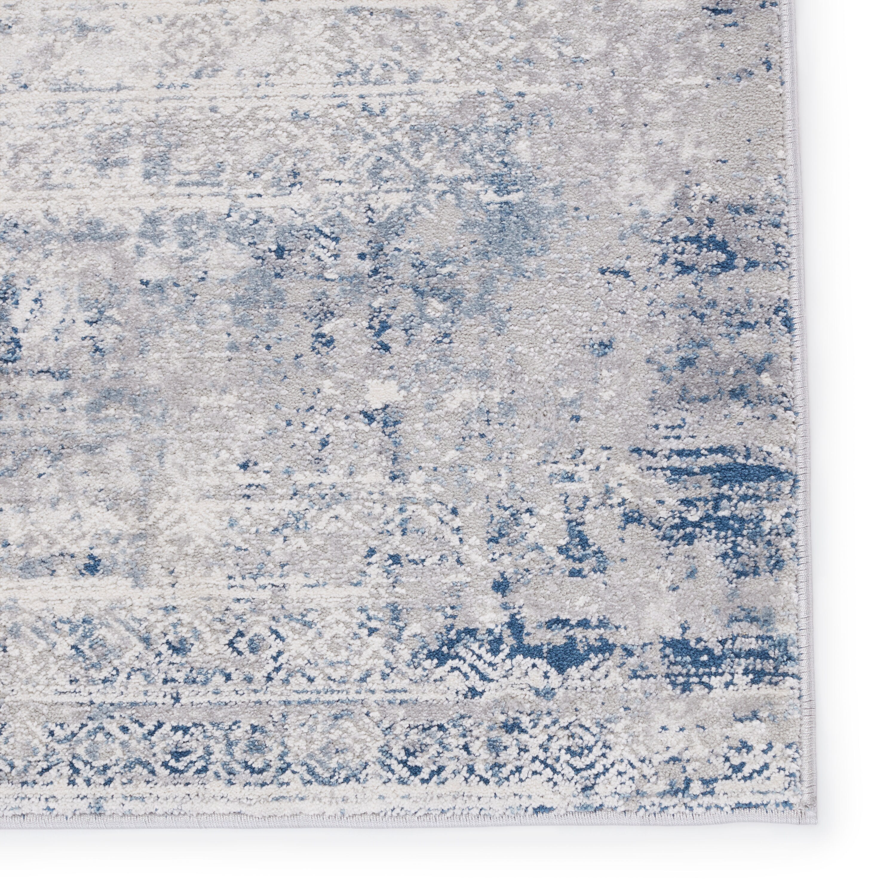 Gray and Blue 5' x 8' Reversible Washable Area Rug