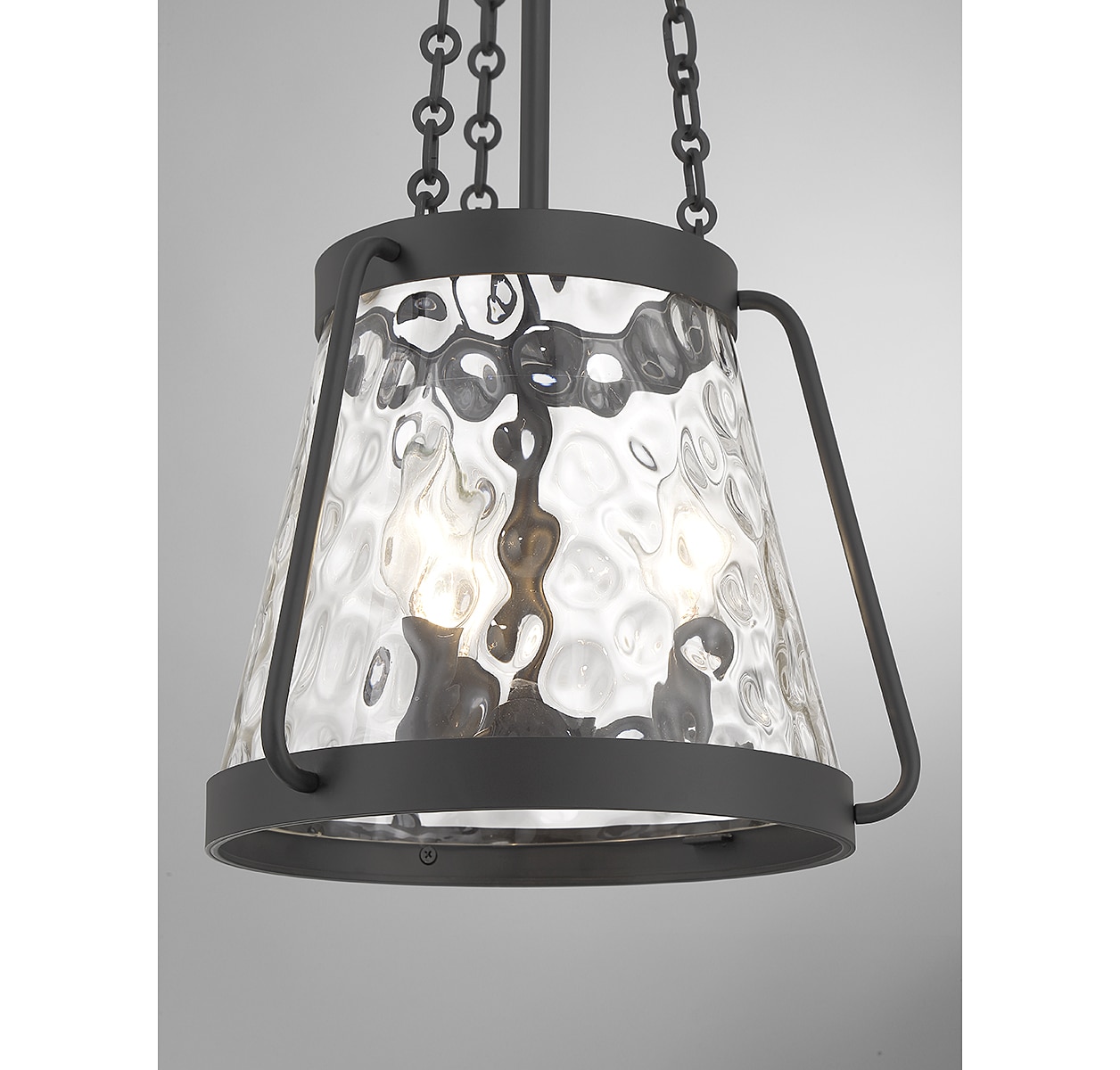 Crawford Matte Black 3-Light Pendant with Clear Water Glass Shade