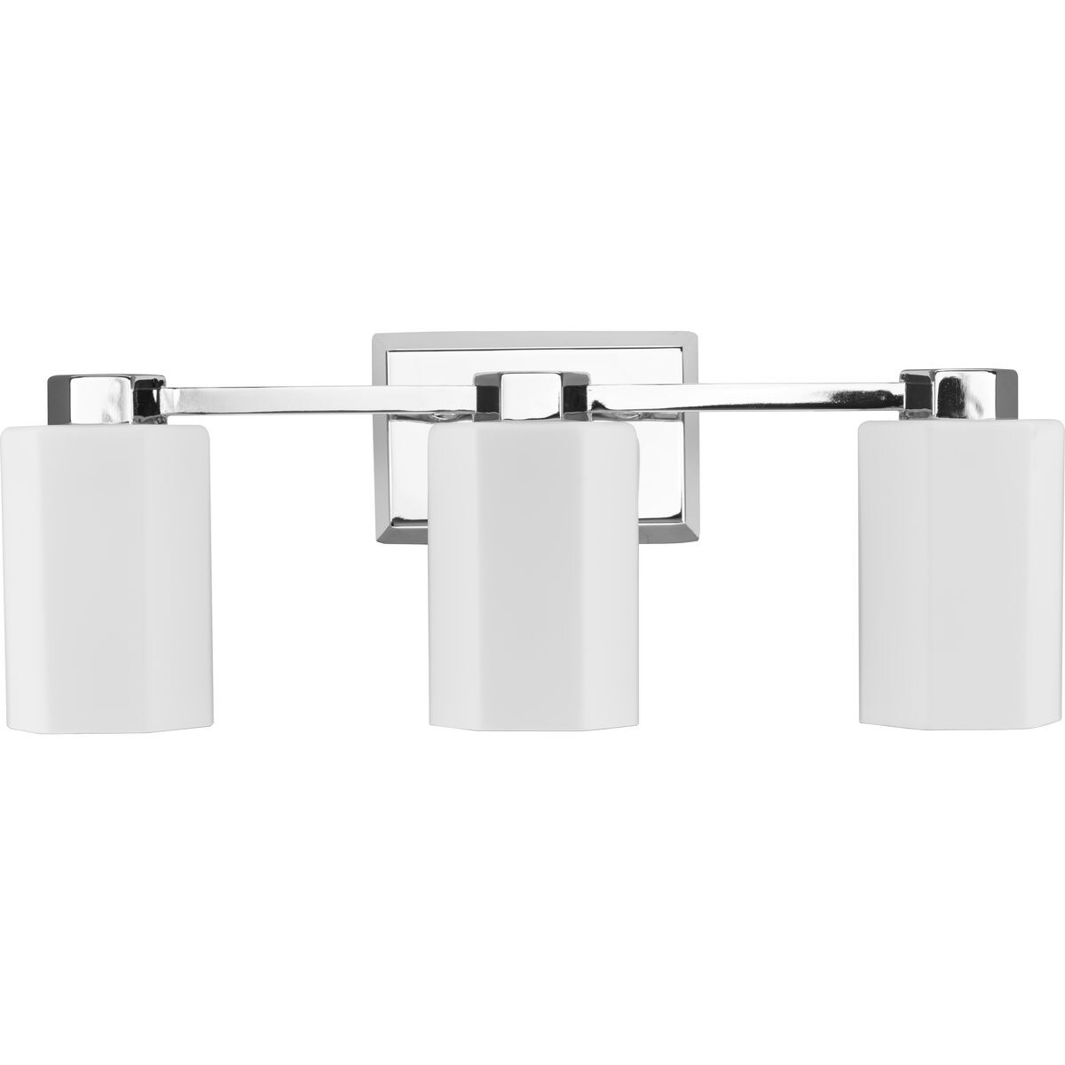 Estrada Polished Chrome 3-Light Vanity with Opal Glass Shades