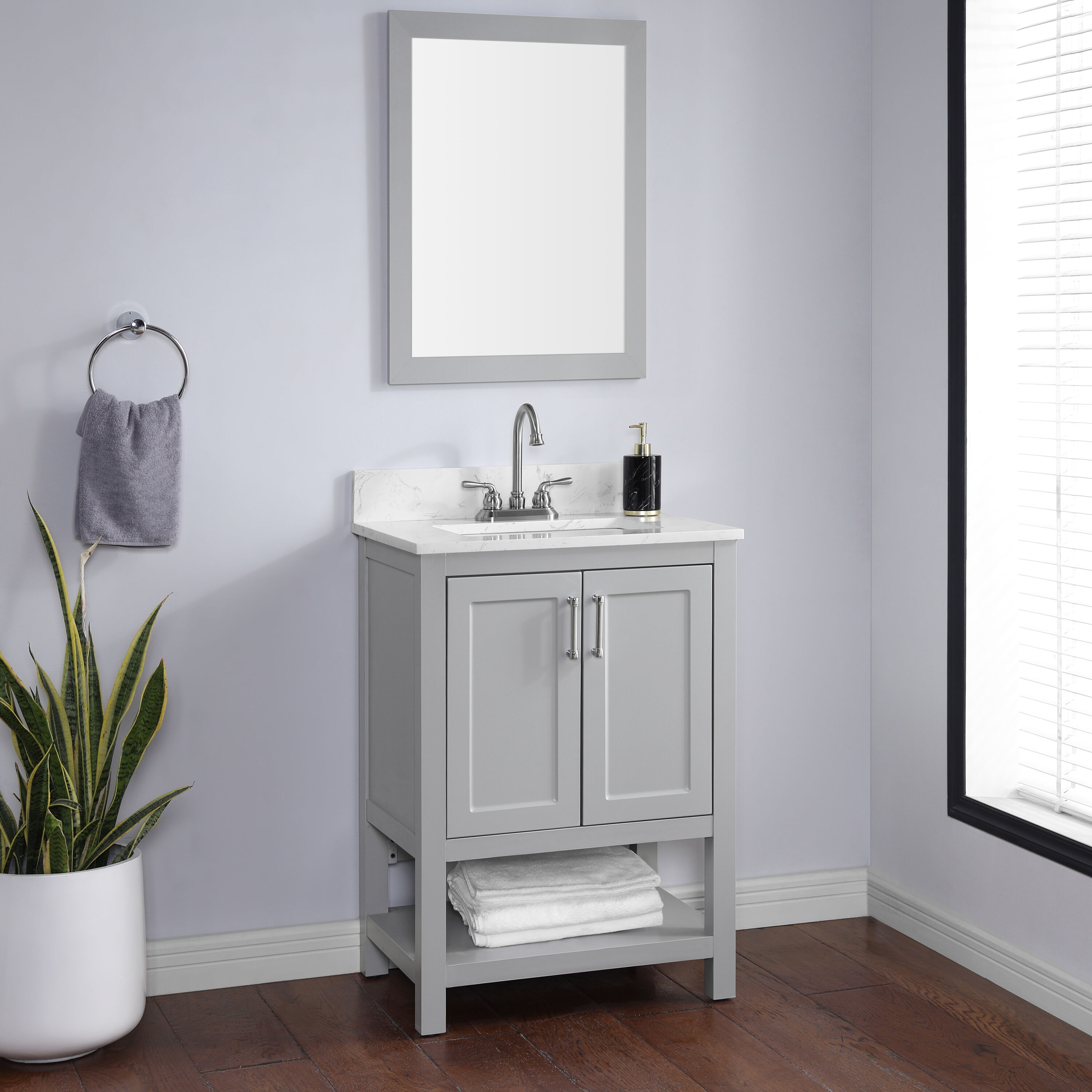 Style Selections Keary 25-in Light Gray Undermount Single Sink Bathroom ...