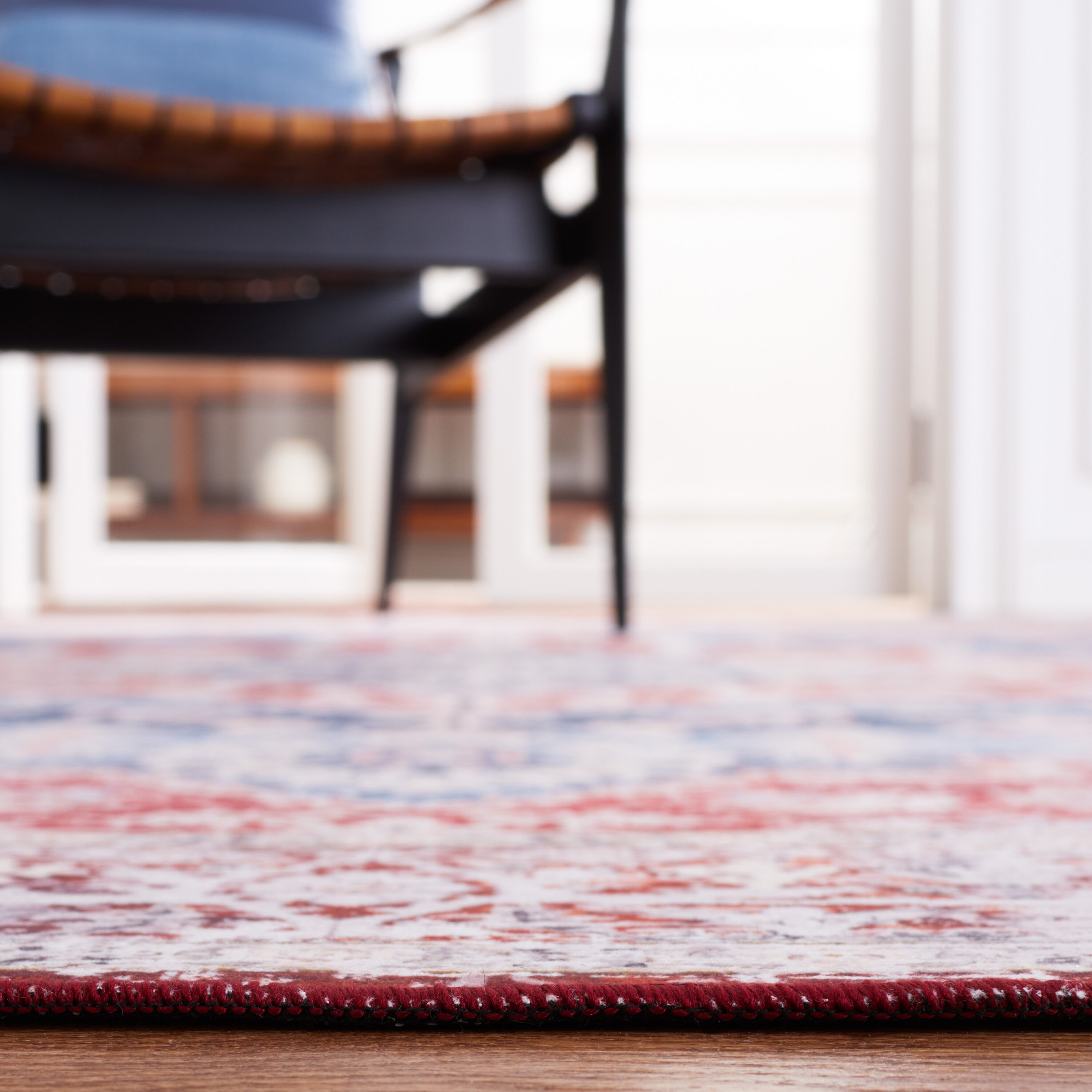 Elegant Blue Synthetic 8' x 10' Hand-Knotted Easy-Care Area Rug