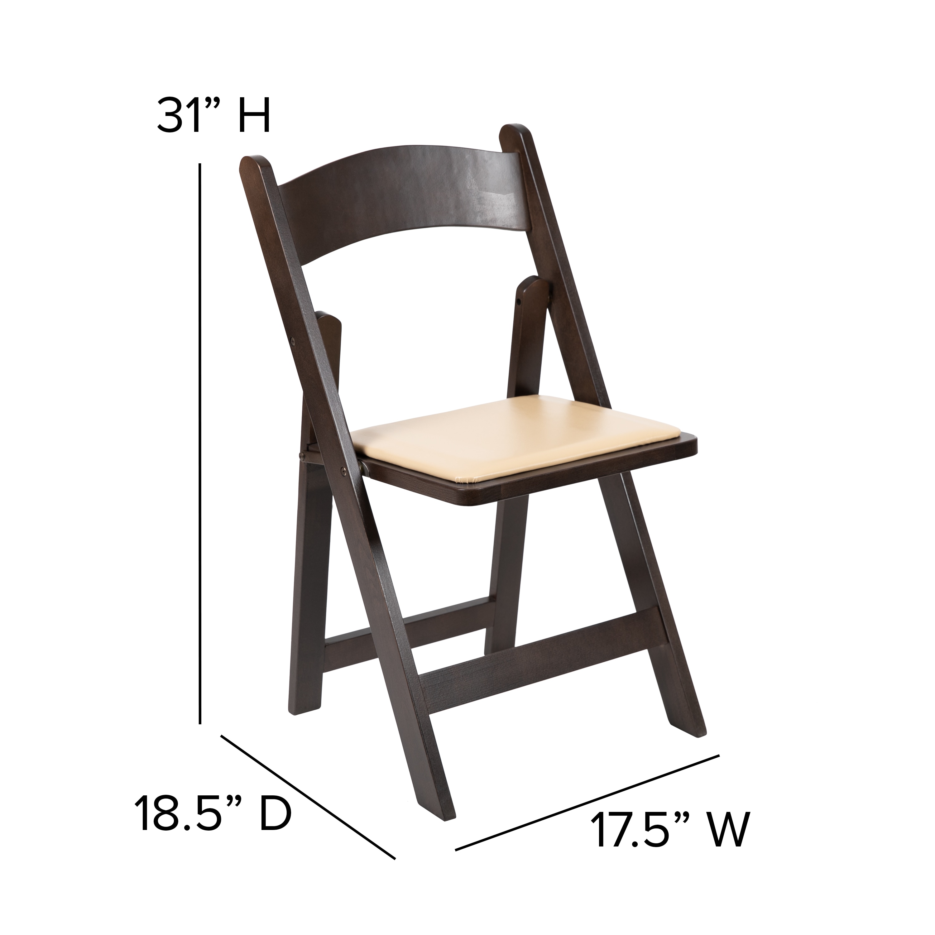 Elegant Chocolate Folding Chair with Detachable Vinyl Seat