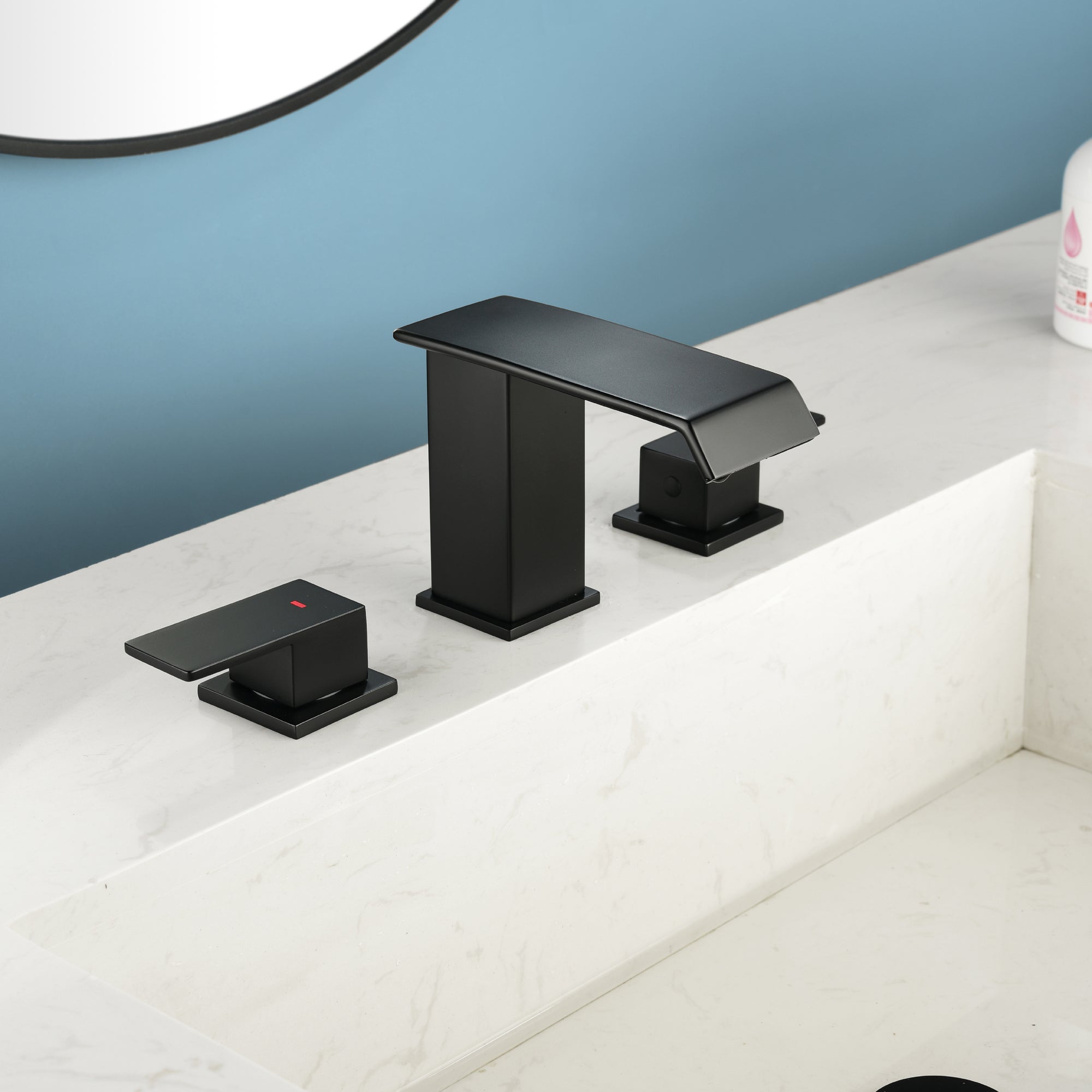 Boyel Living - Black Faucet SUS304 Waterfall Spout cUPC Quick Connect Dual Handle Pop Up Drain