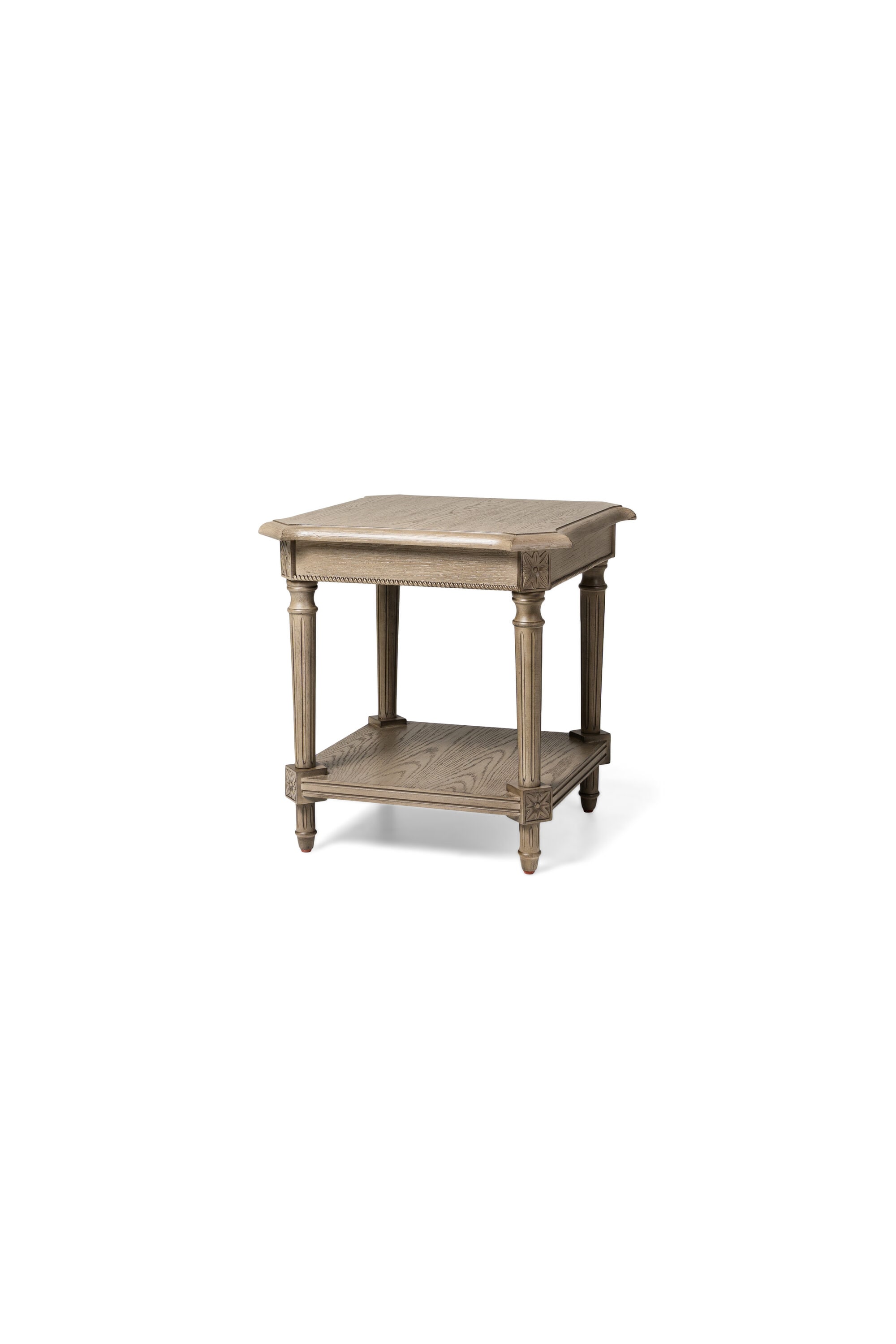 Maven Lane ML352102-WET-GR Pullman Traditional Square Wooden Side Table in Antiqued Grey Finish