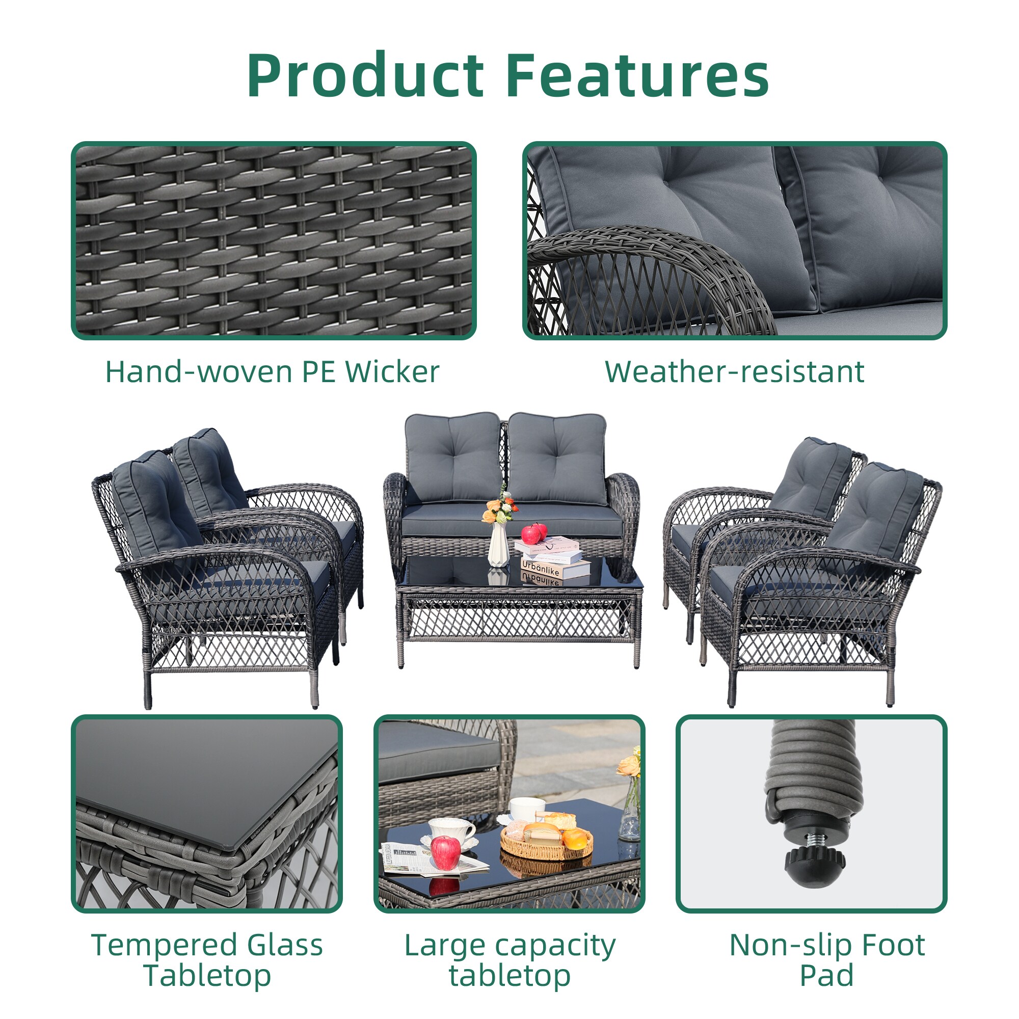 UPHA LHDK-2AB-DGRAY Patio-Conversation-Sets - View #4