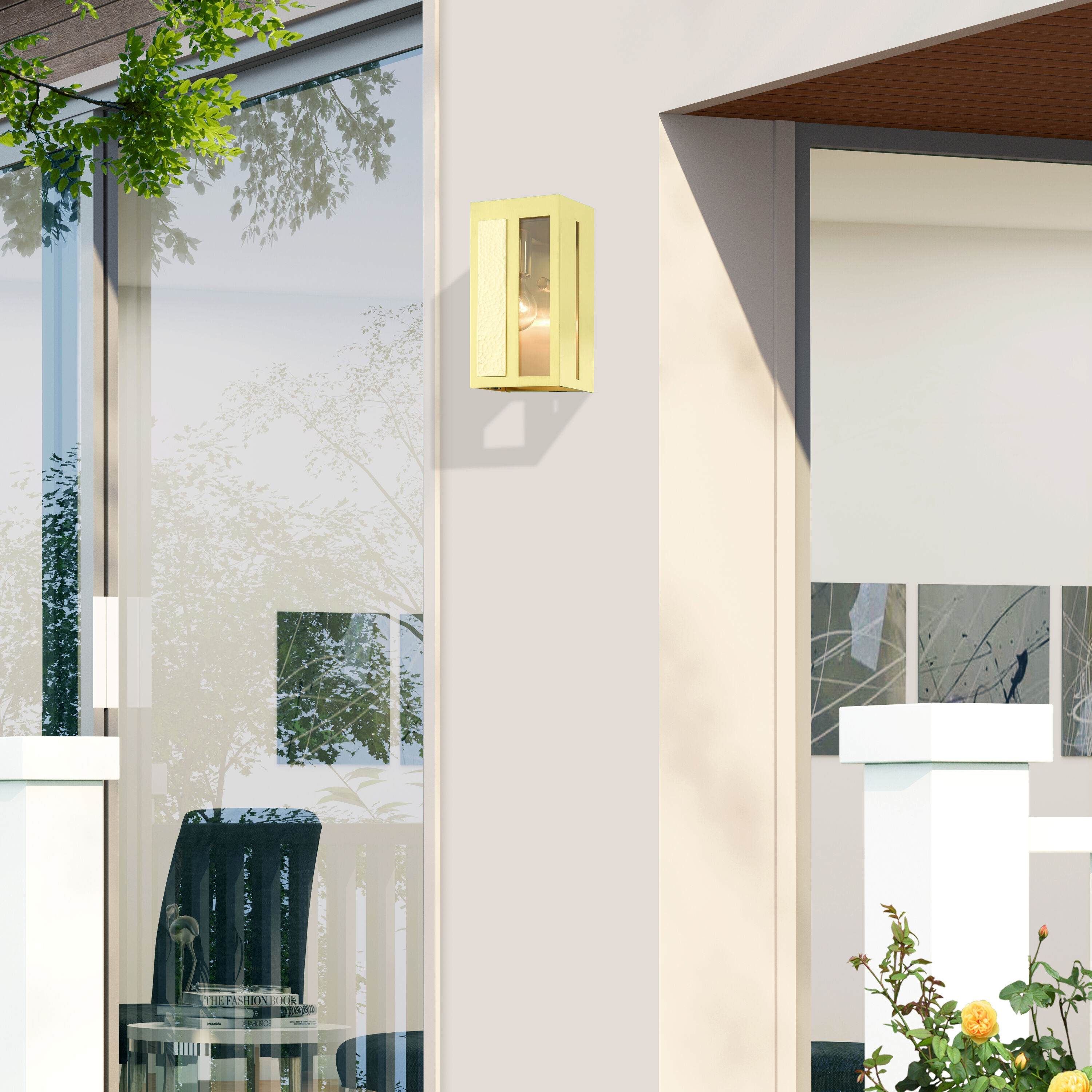 Livex Lighting 27411-12 Lafayette 1 -Light 9-in H Satin Brass Hardwired Outdoor Wall Light