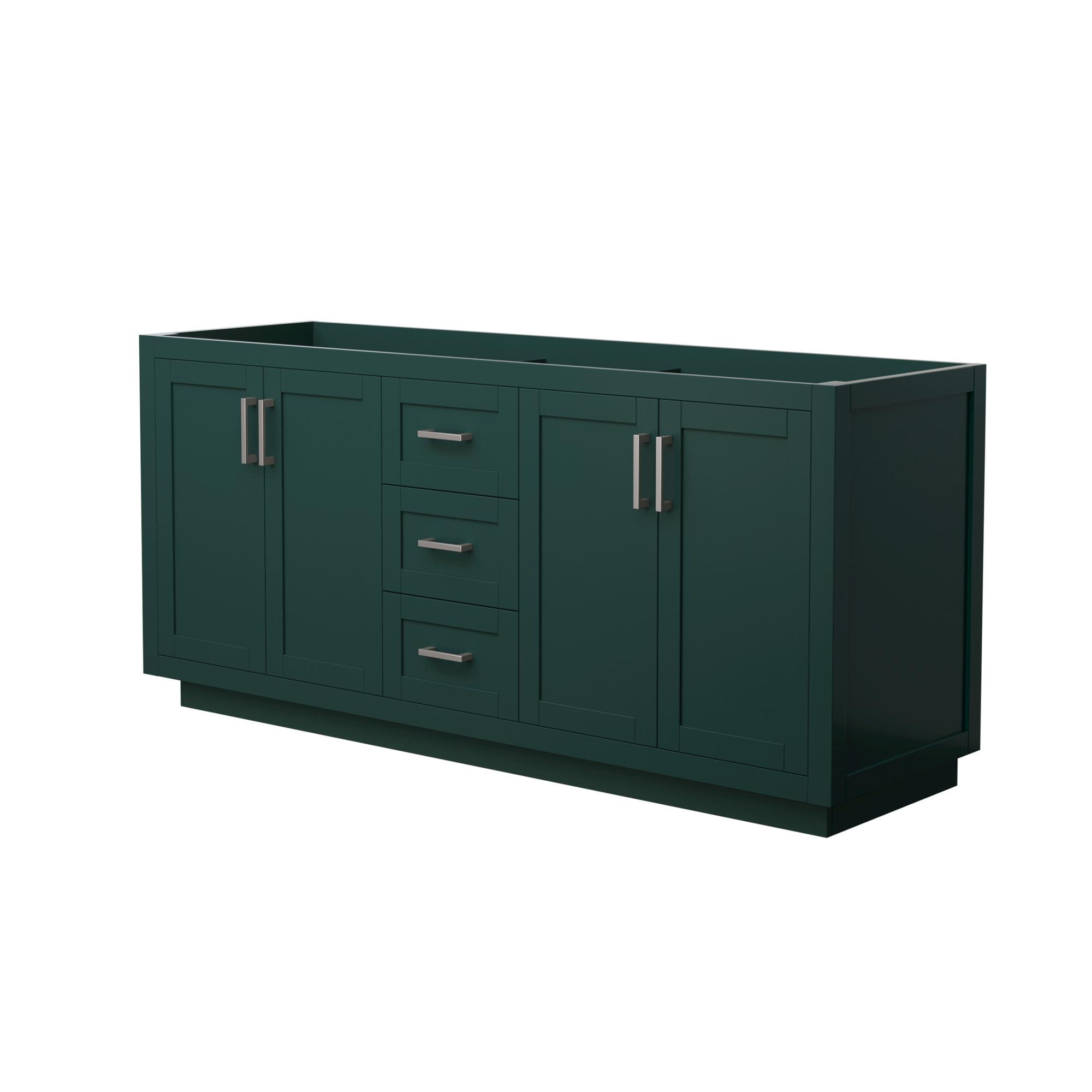 Wyndham Collection WCF292972DGECXSXXMXX Miranda 72-in Green with Brushed Nickel Trim Bathroom Vanity Base Cabinet without Top