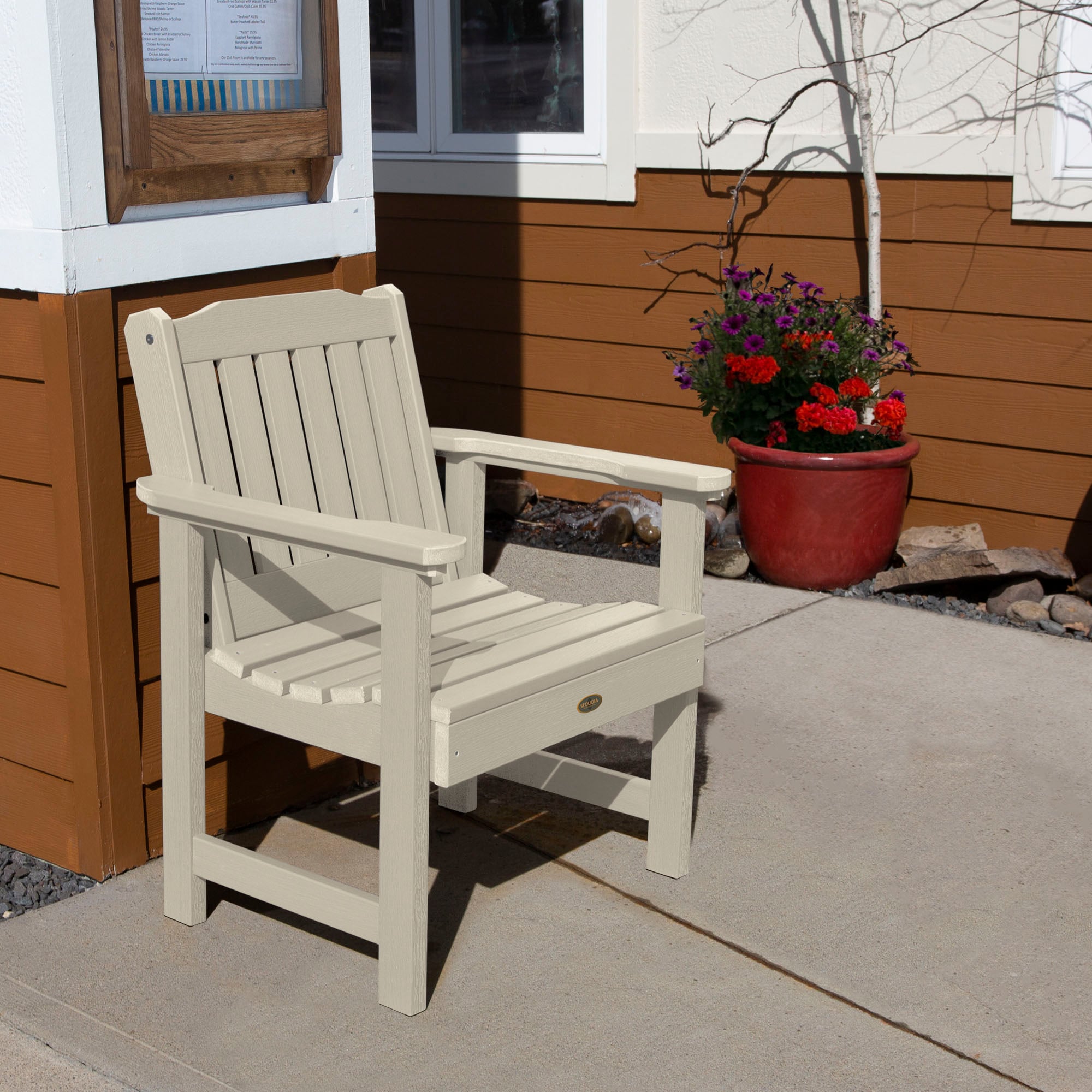 highwood CM-CHGSQ01-WAE Sequoia Professional Whitewash Poly-lumber Frame Stationary Conversation Chair with Slat Seat