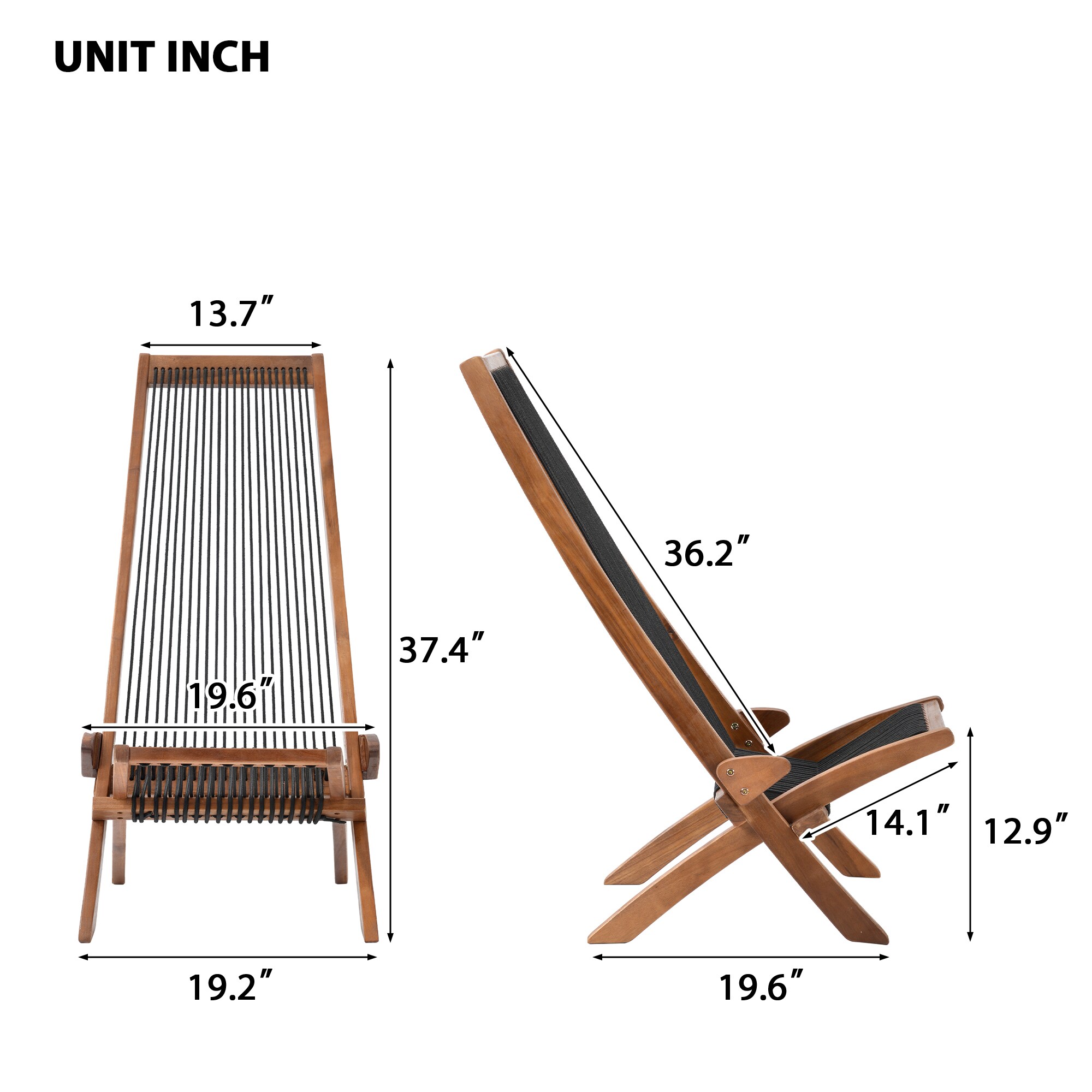 Tamarack Folding Wooden Outdoor Low-Profile Lounge Chair