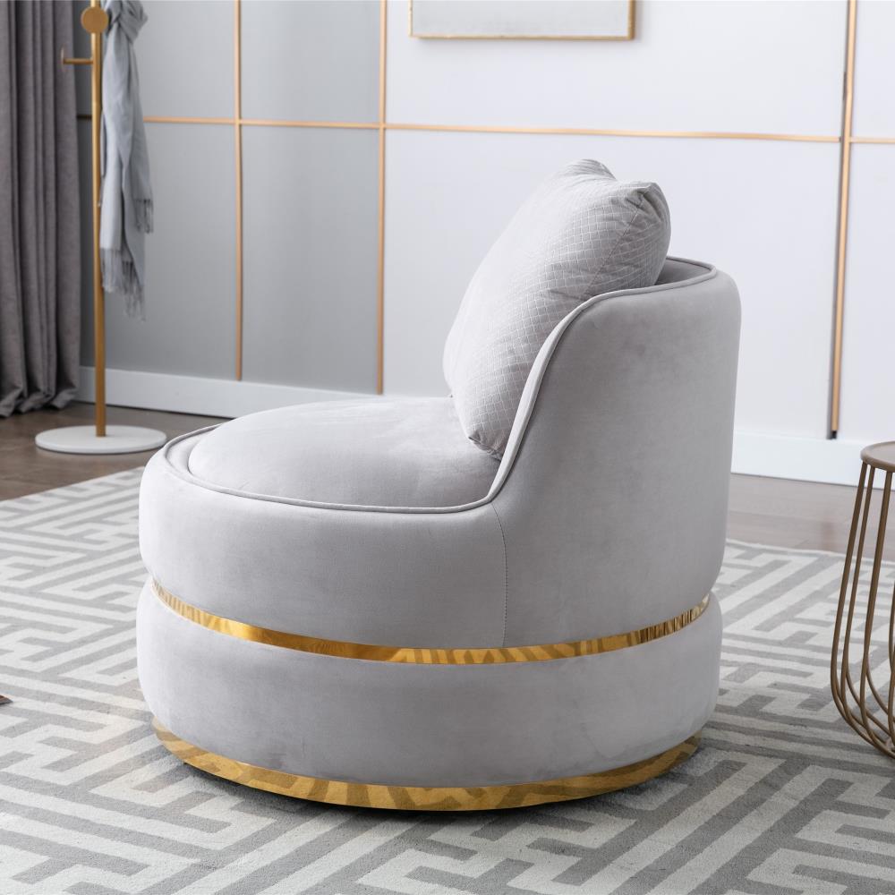 WOWRACE W39524579 Casual Gray Velvet Accent Chair in the Chairs ...