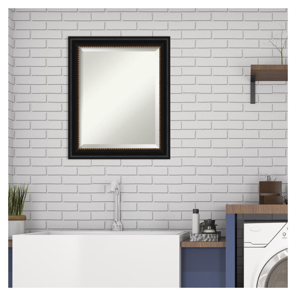 24" x 20" Black and Gold Rectangular Bathroom Mirror