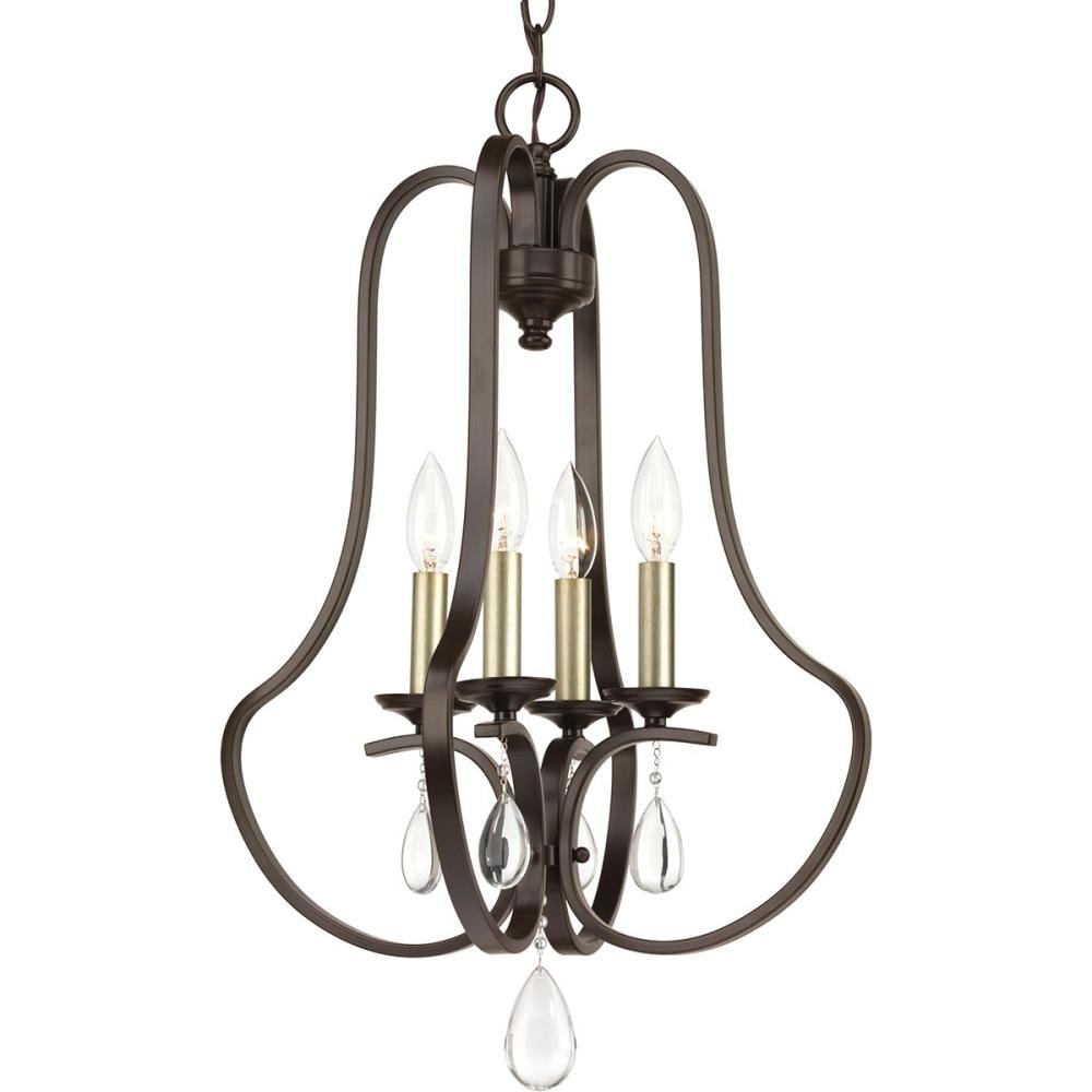 Progress Lighting Anjoux 4-Light Antique Bronze Transitional Geometric Medium Hanging Pendant Light