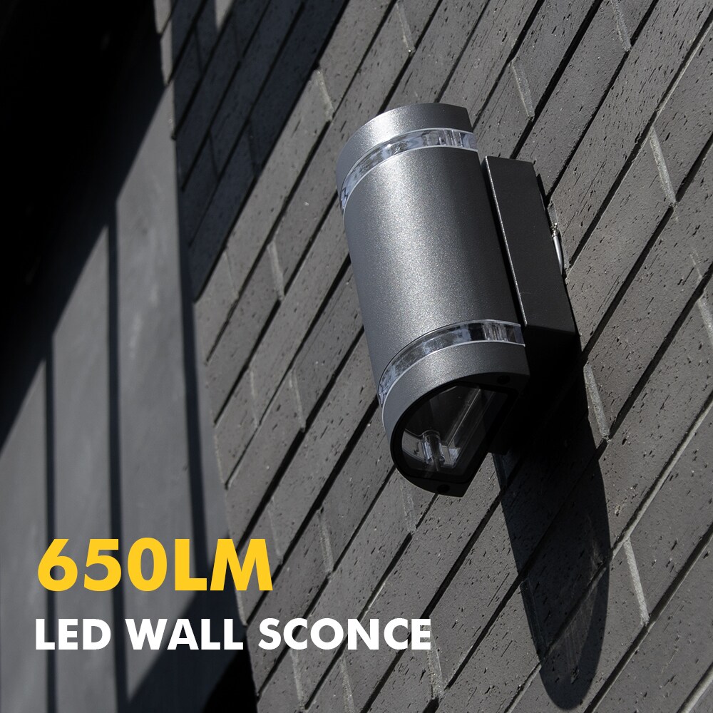 LUTEC 2-Light 9.25-in Gray Outdoor Wall Light in the Outdoor Wall