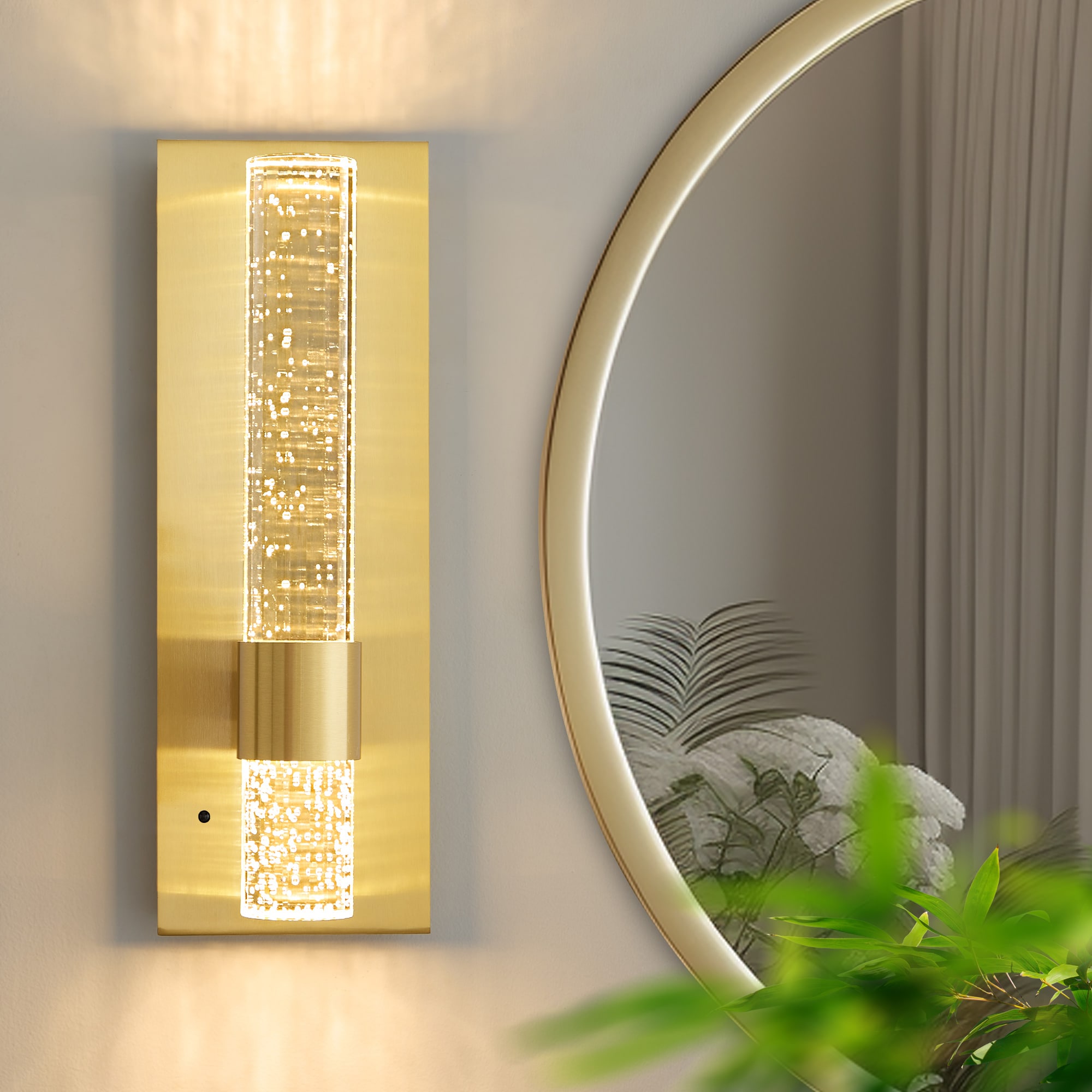 POWLIG Wall sconces 4.72-in W 1 -Light Gloss Gold Integrated LED Wall Sconce