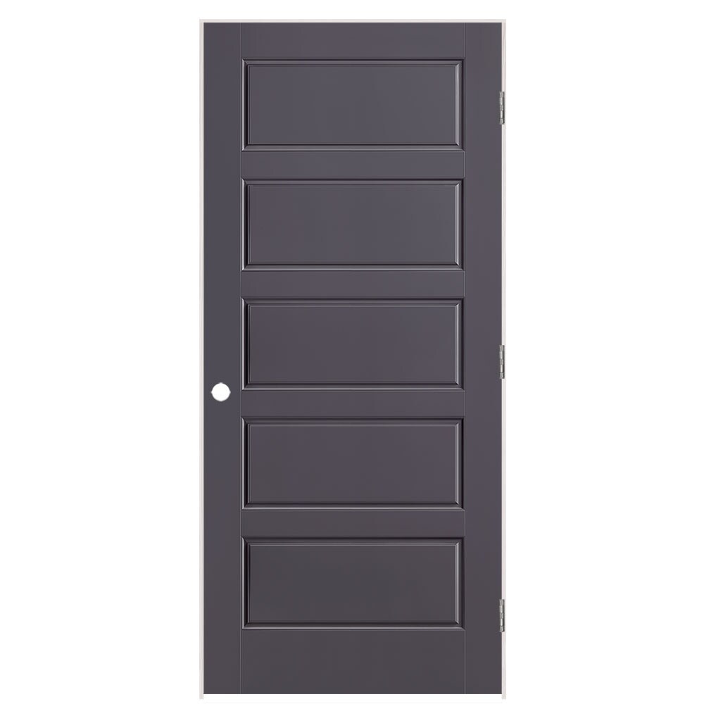 Masonite 1444512 36-in x 80-in Slate Hollow core 5-panel equal Left hand Smooth Prefinished Molded composite Flat Jamb Single Prehung Interior Door