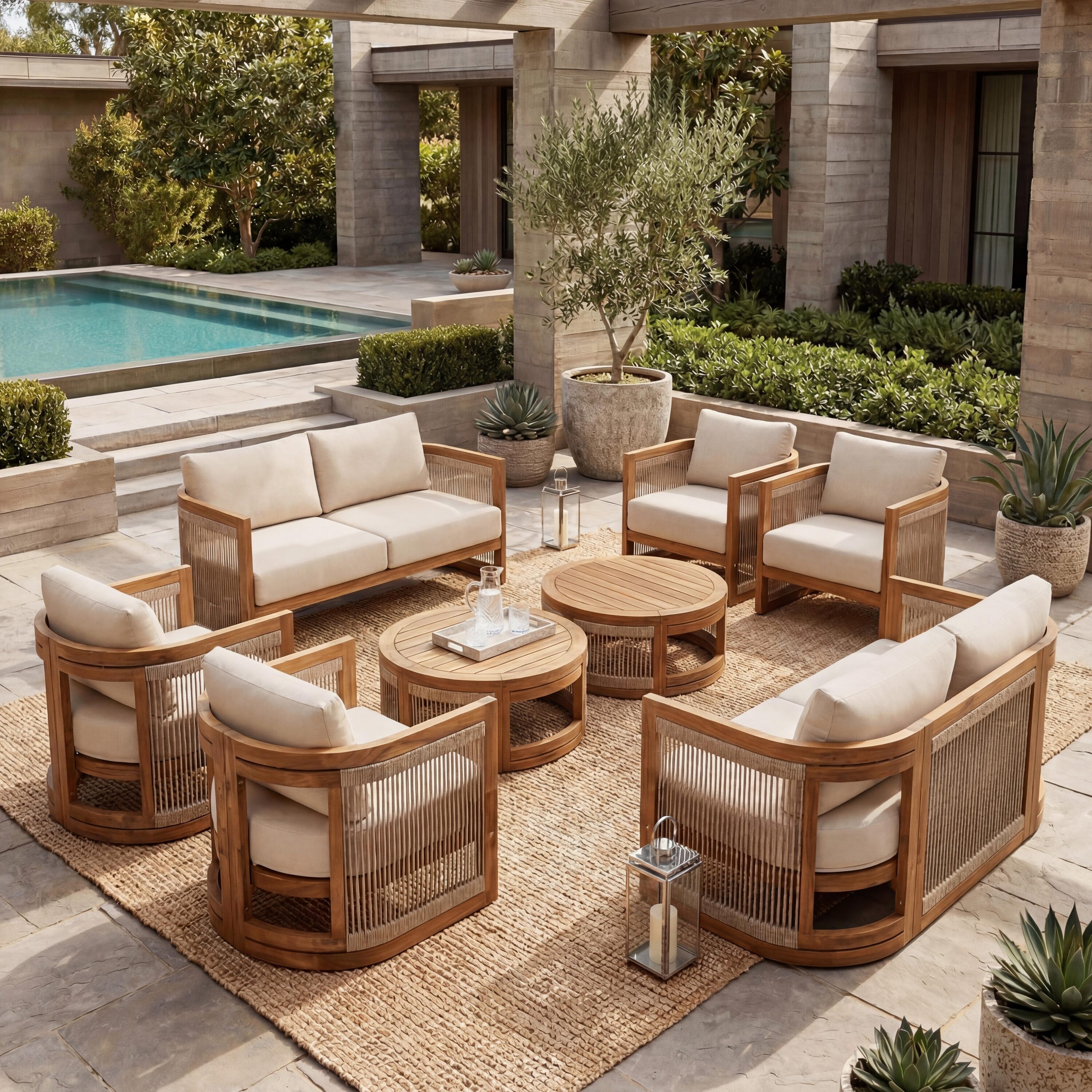 Christopher Knight Home Outdoor 8-Piece Acacia Wood Patio