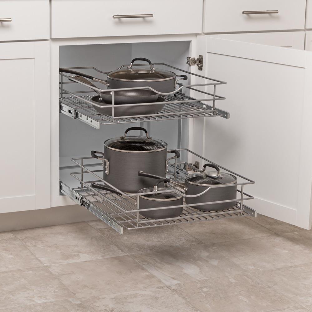 Simply Put 17.5-in W x 14.6875-in H 2-Tier Cabinet-mount Metal Soft Close  Pull-out Sliding Basket Kit in the Cabinet Organizers department at