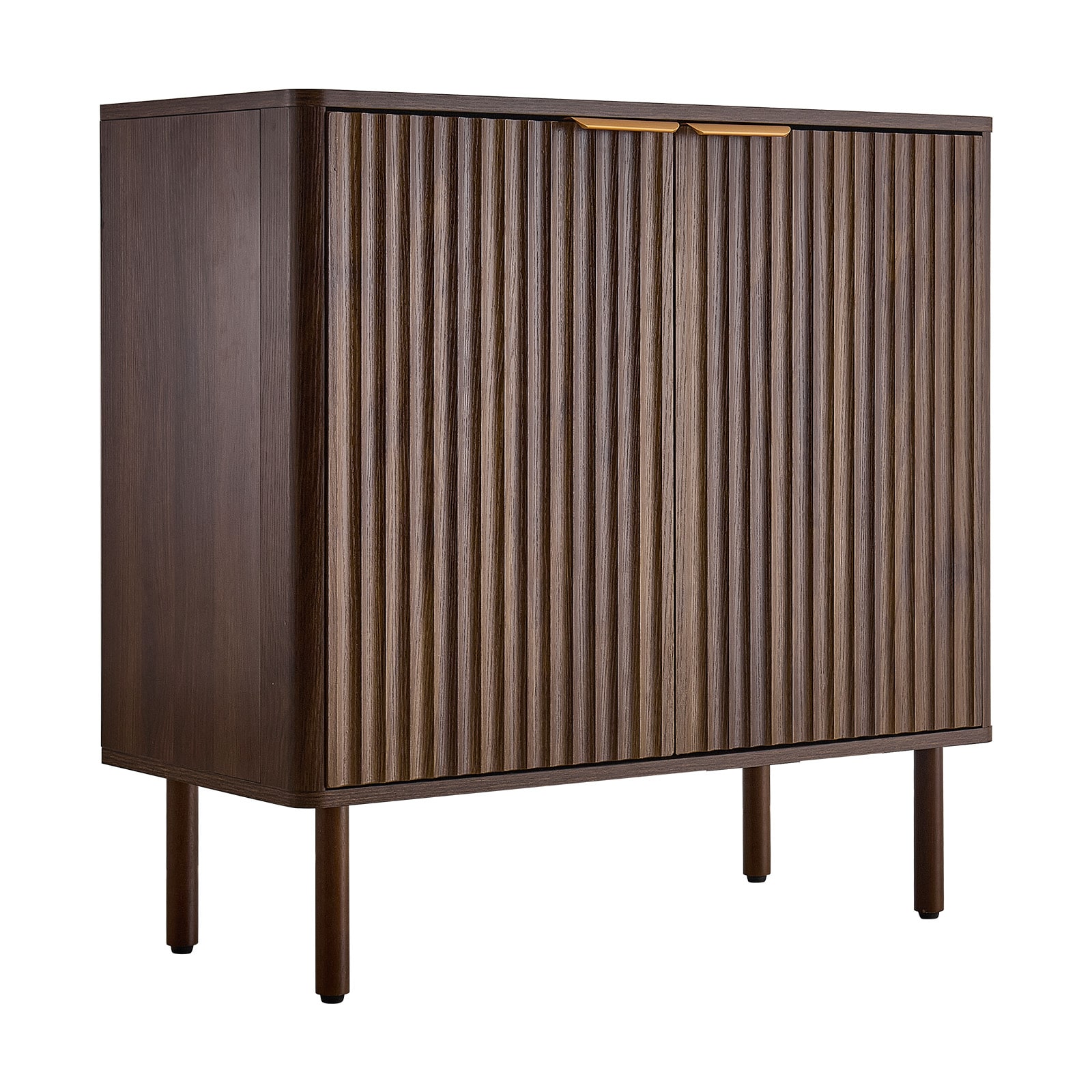 GIVIMO - 31.5-in Wide 14.7-in Deep Mid-Century Fluted Panel Accent Cabinet Coffee Bar with Slidin...