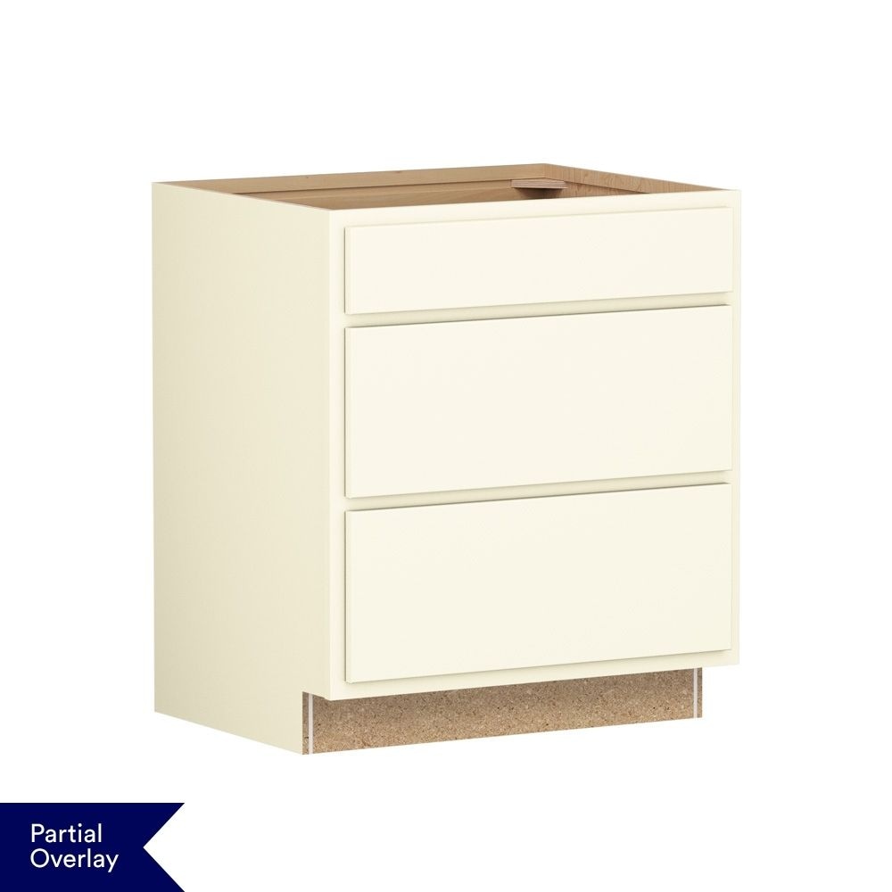 Breckenridge POL 30-in W x 34.5-in H x 24-in D Vanilla Painted 3 -Drawers Drawer Base Fully Assembled Cabinet Recessed Panel Shaker
