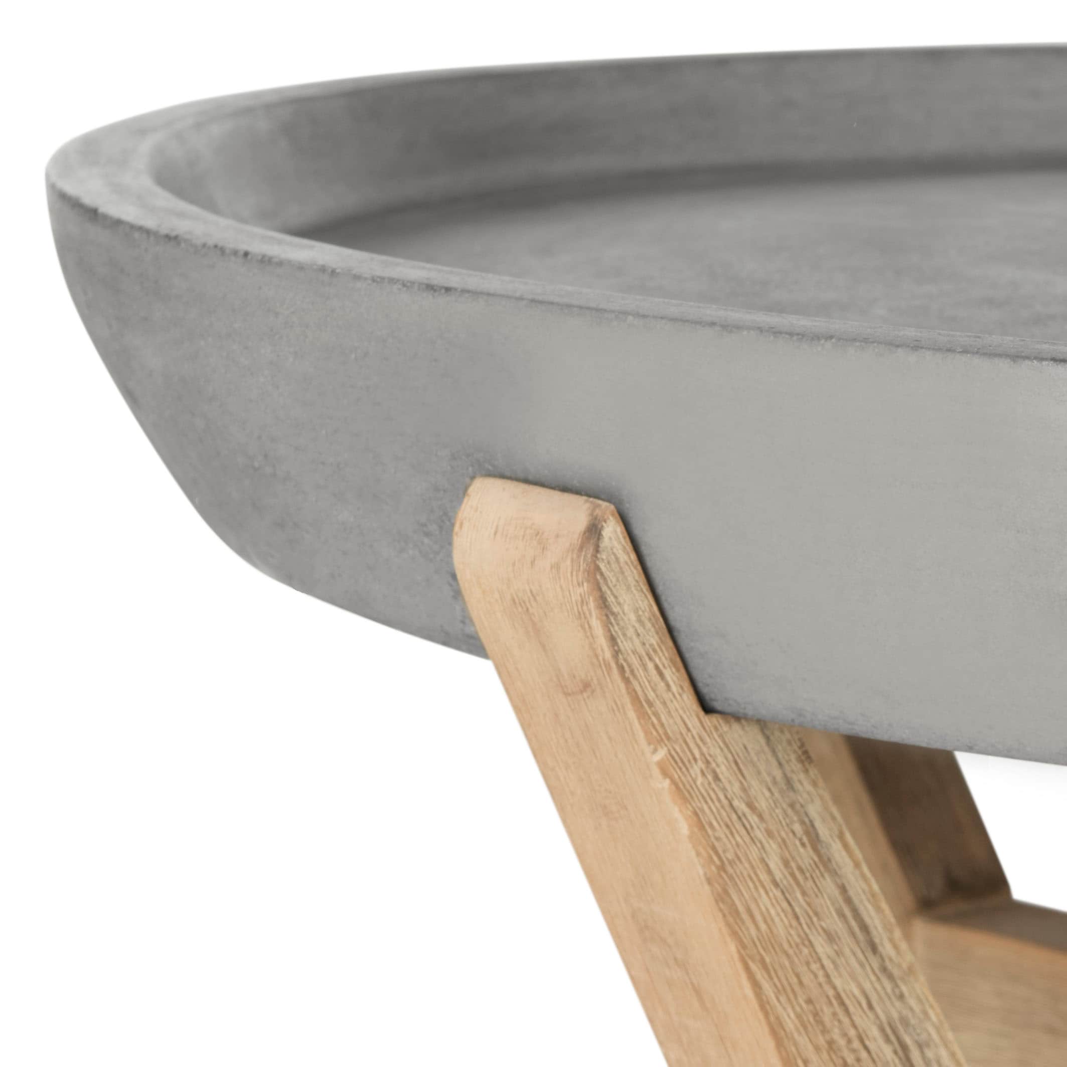 Transitional Round 33'' Dark Grey and Brown Concrete Coffee Table