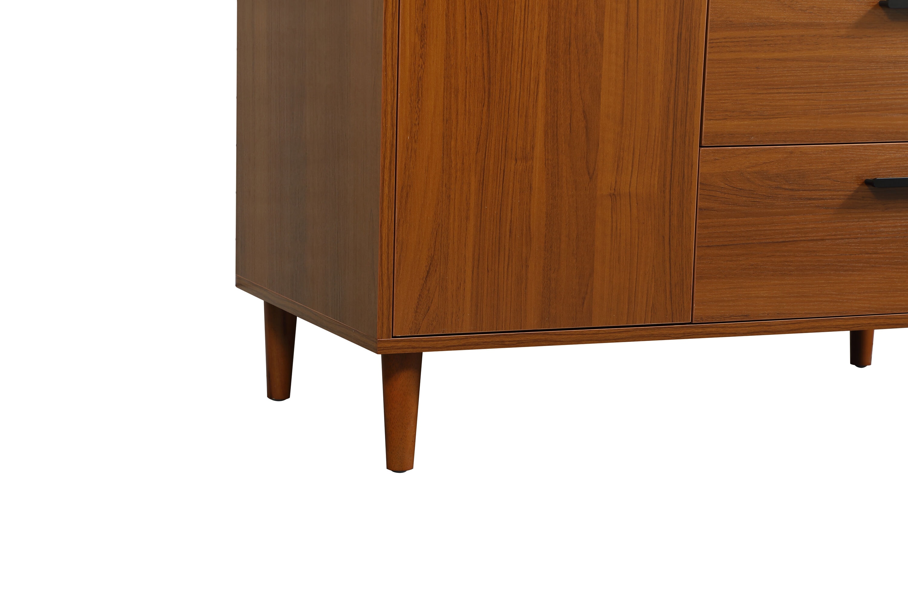 Teak and Black 42" Freestanding Single Vanity with Marble Top