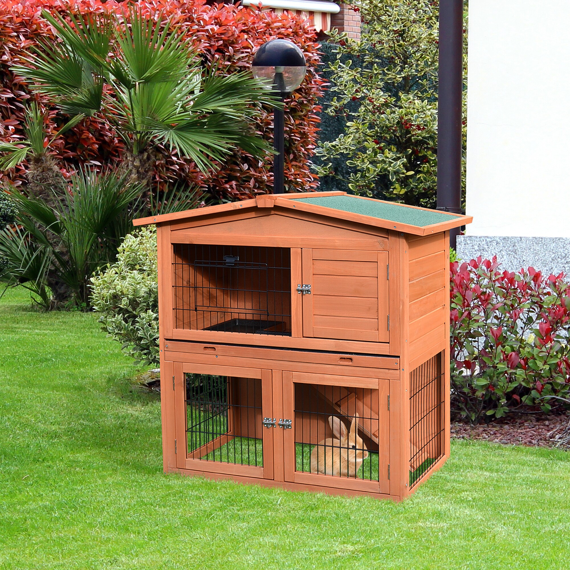 Rabbitさん専用　木製小動物用ハウス 80CM PawHut 40 Wooden Rabbit Hutch Bunny Cage Small Animal House with