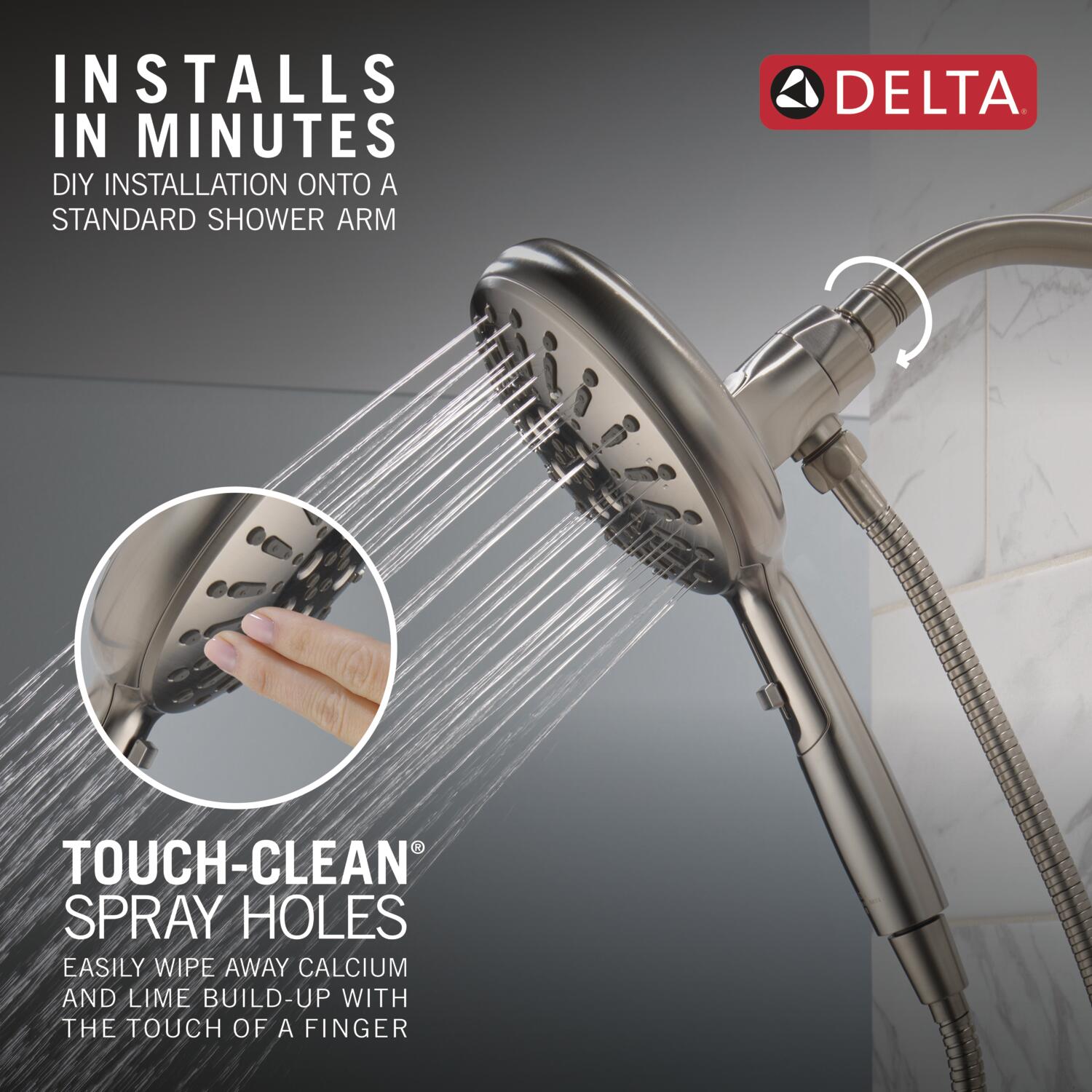 Delta Lumicoat Stainless Round Handheld Shower Head 1.75-GPM (6.6-LPM ...