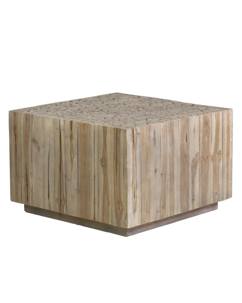 East at Main TT-SY-AG301-GW Washed Teak Wood Casual Coffee Table