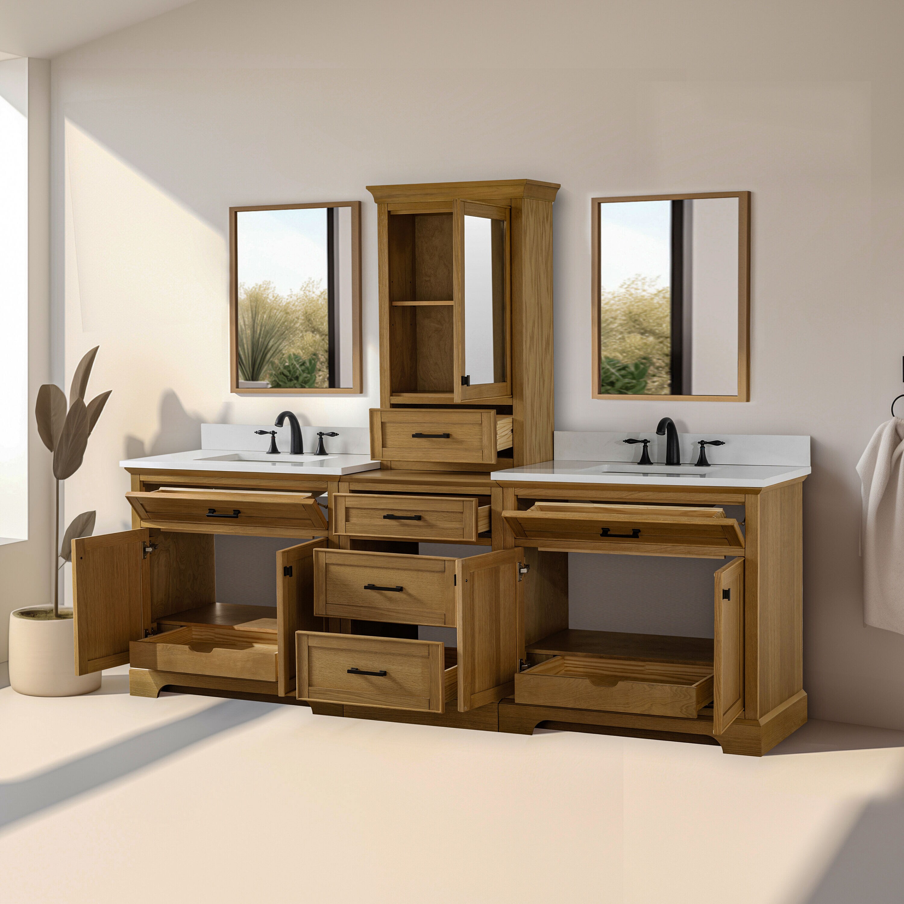 Design Element ML-96MC-OKV Bath-Vanity-Combo - View #3