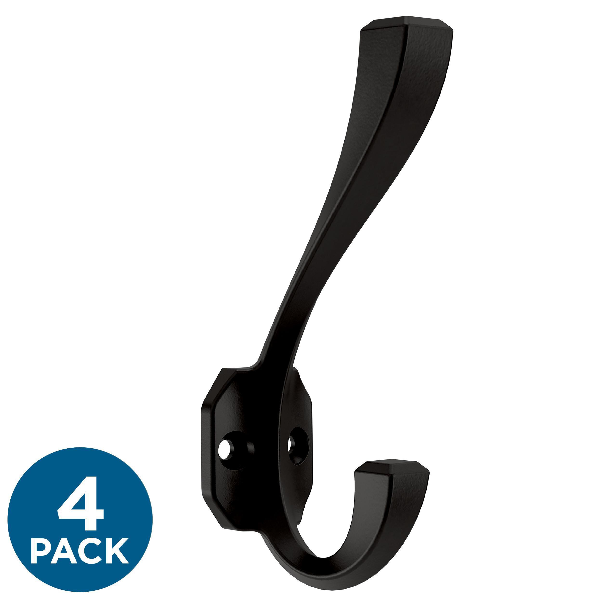Hickory Hardware 5-Pack 1-Hook 3-in x 5-in H Black Iron Decorative