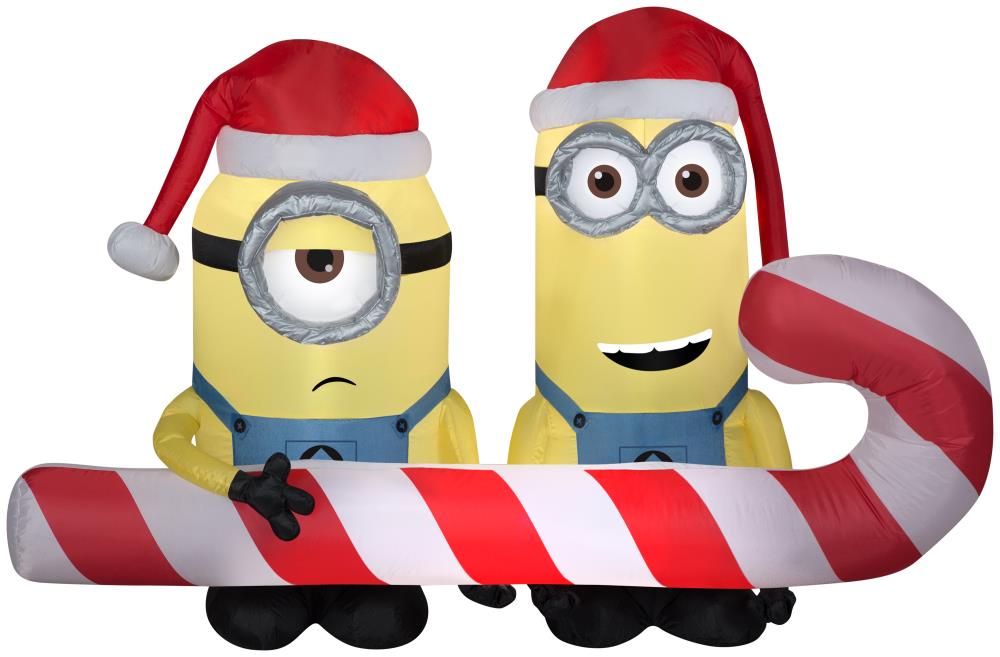 Gemmy Airblown-Minions Carrying Candy Cane-MD Scene-Universal in the