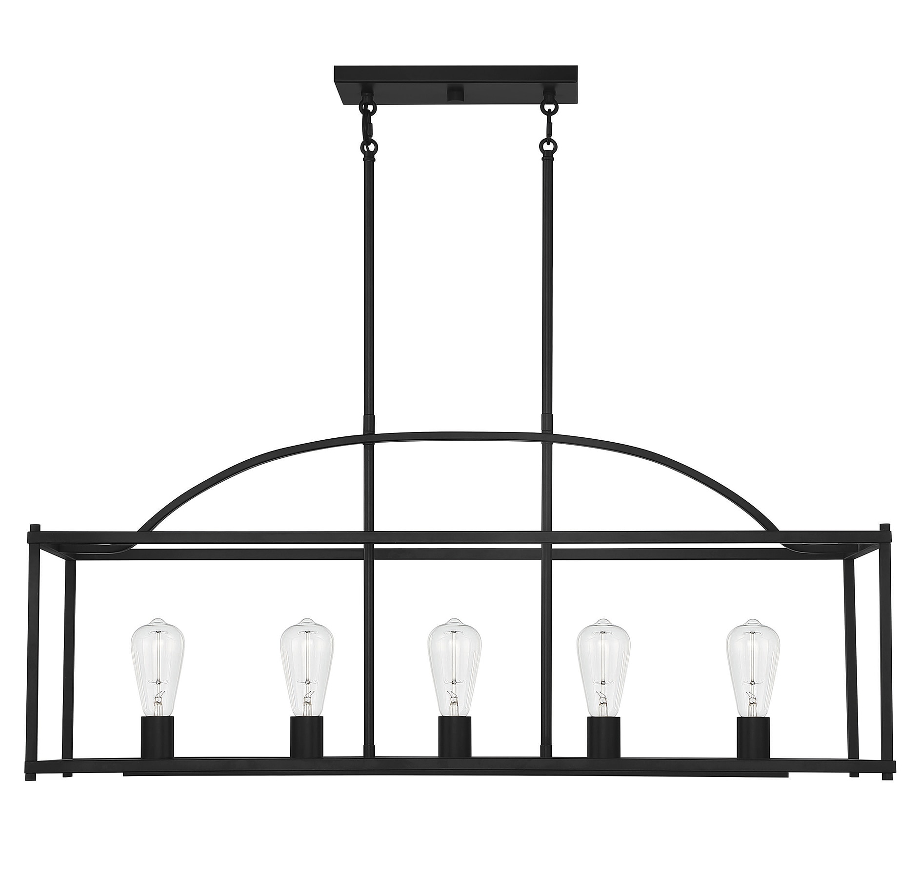 Palladian Matte Black 5-Light Linear Cage Chandelier
