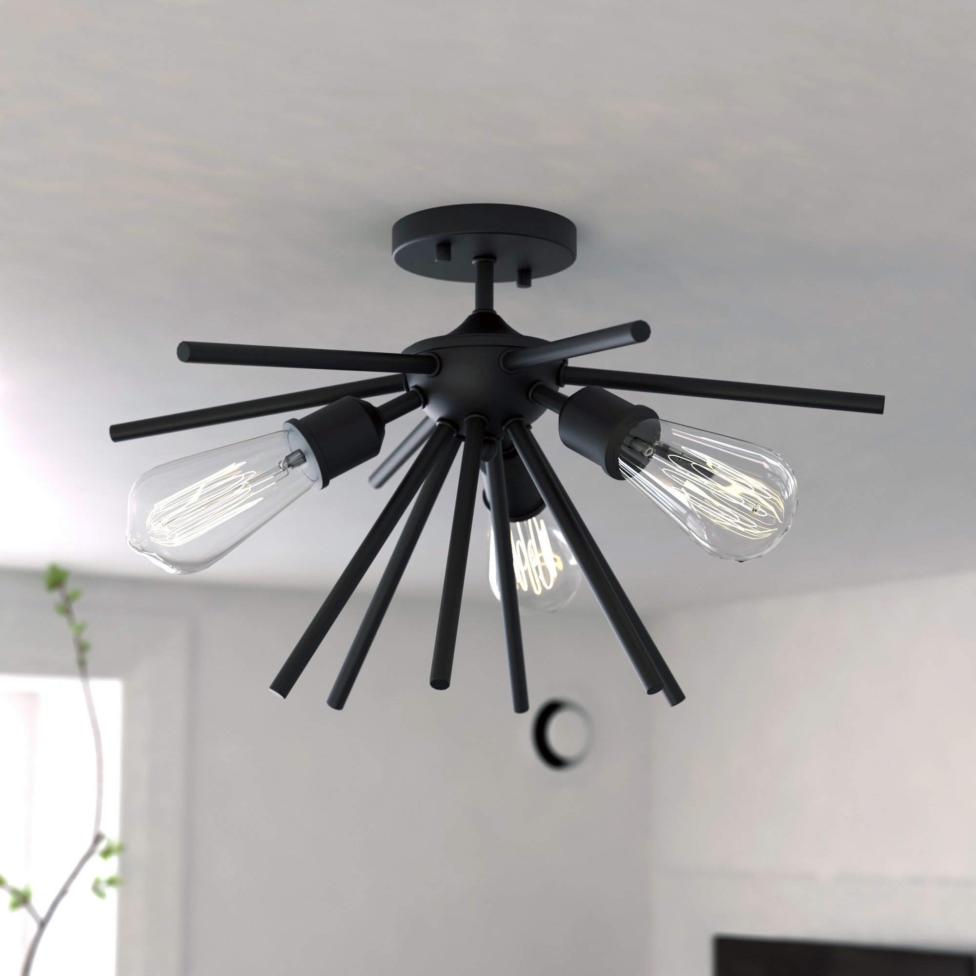 Cascadia C0249 Estelle 3 -Light 17-in Matte Black Semi Flush Mount Light