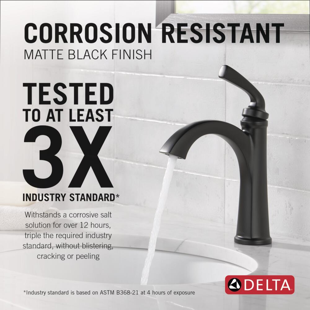 Matte Black Single Handle Bathroom Faucet with Deck Plate