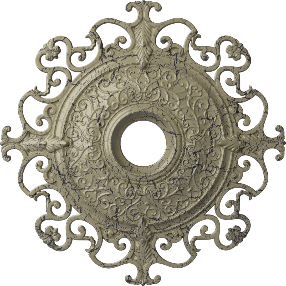 Ekena Millwork CM38OLCSC Orleans 38.375-in W x 38.375-in L Painted Castle Stone Crackle Polyurethane Whole Ceiling Medallion