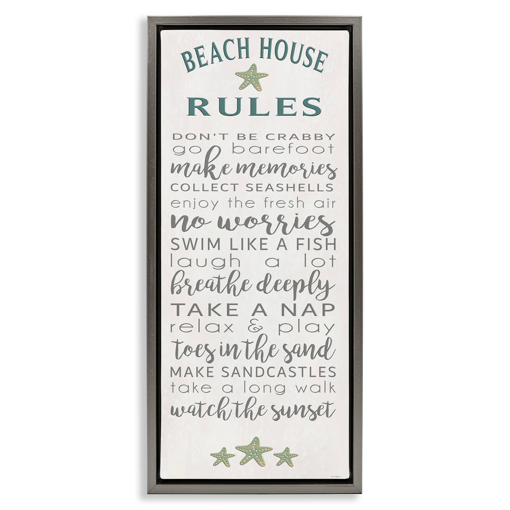 Stupell Industries BT-561-FFL-13X30 Fun Recreations Beach Rules Floating Frame design by Seven Trees Design