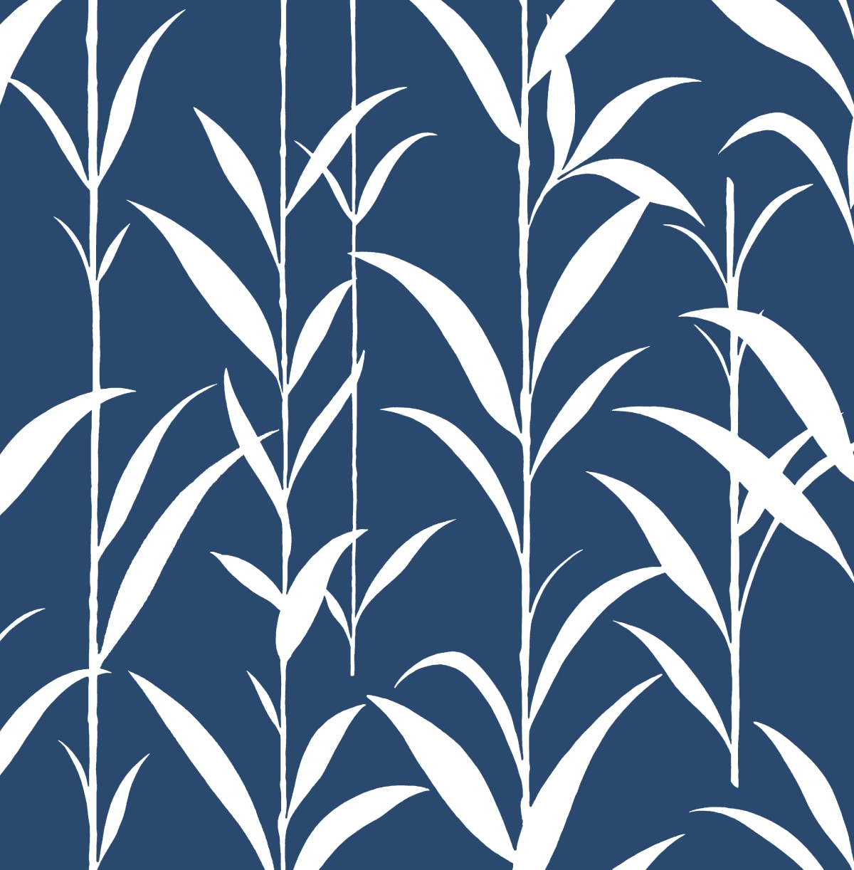 Navy Blue Bamboo Leaves Self-Adhesive Vinyl Wallpaper